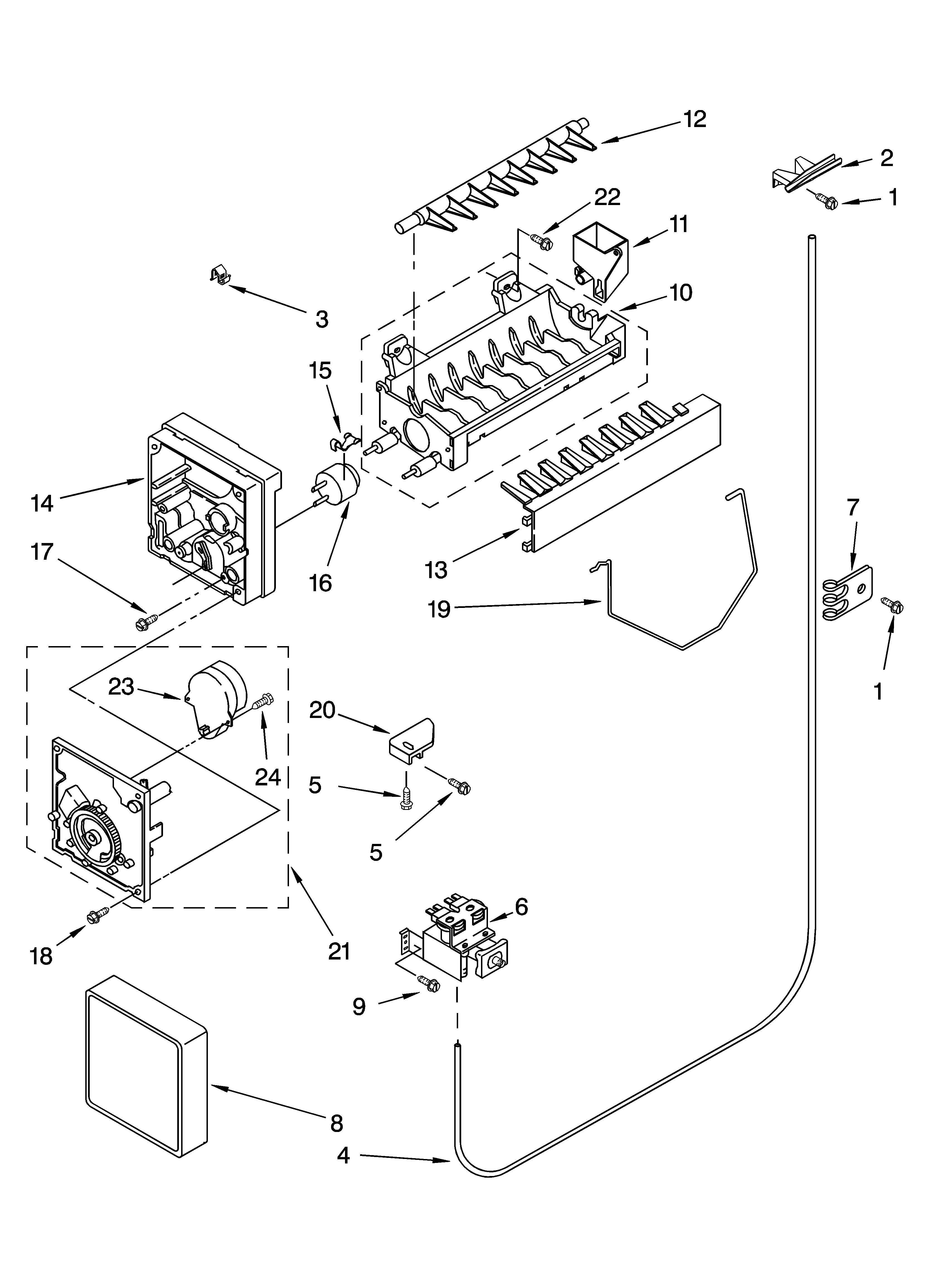 Whirlpool ED5VHEXSQ00 icemaker parts, optional parts diagram