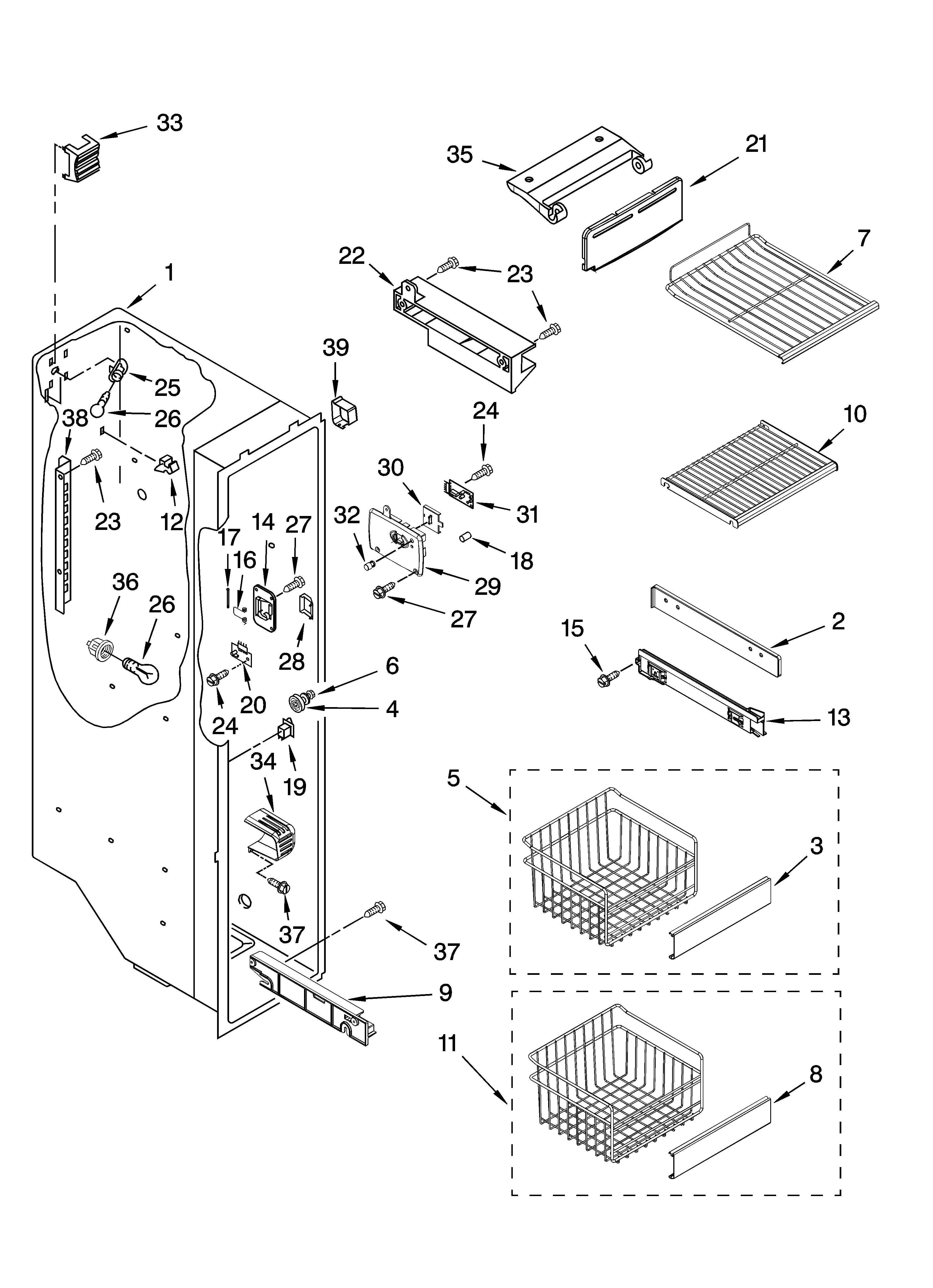 Whirlpool GC5NHAXSY03 freezer liner parts diagram