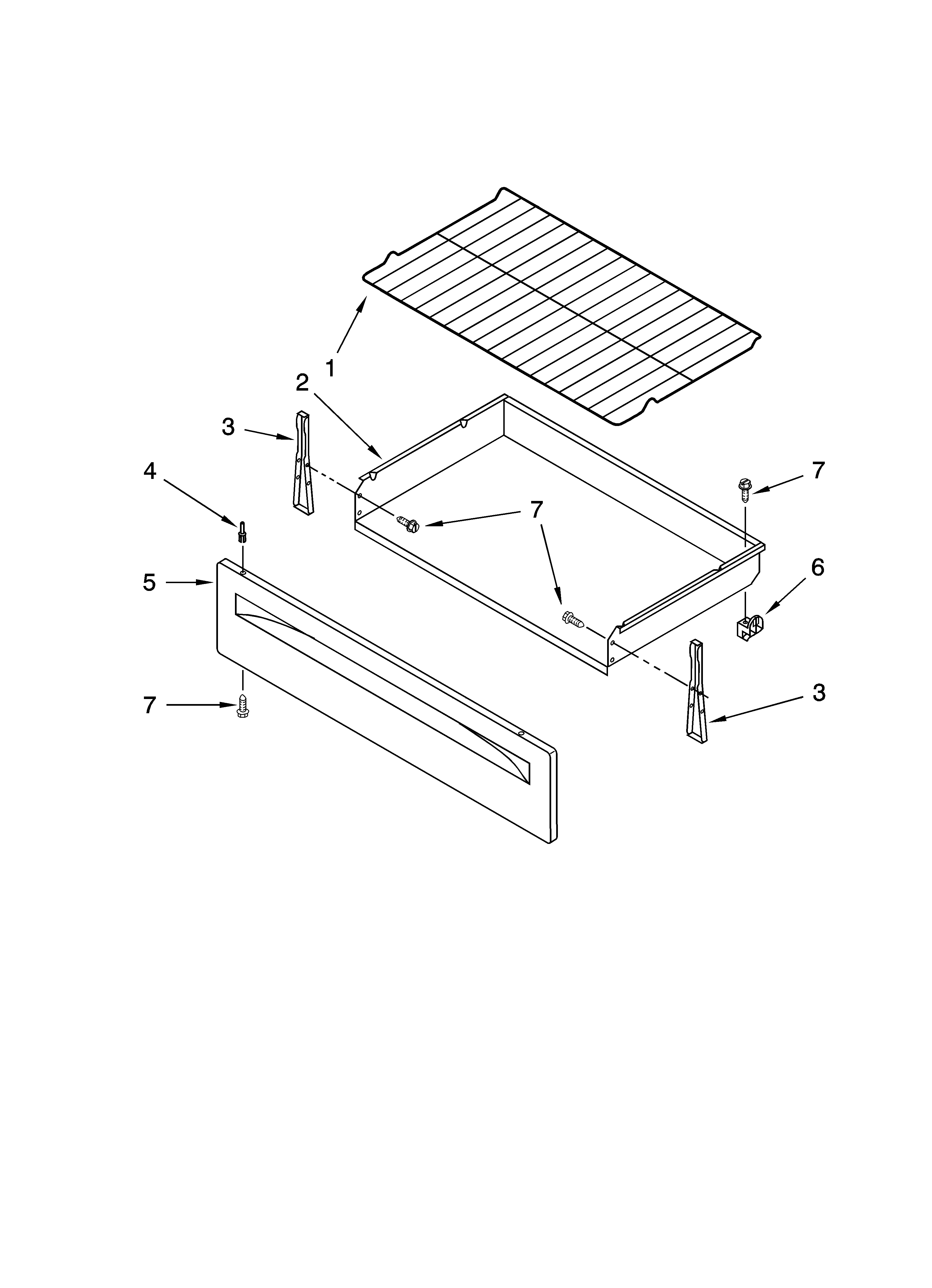Whirlpool RF262LXST3 drawer & broiler parts diagram