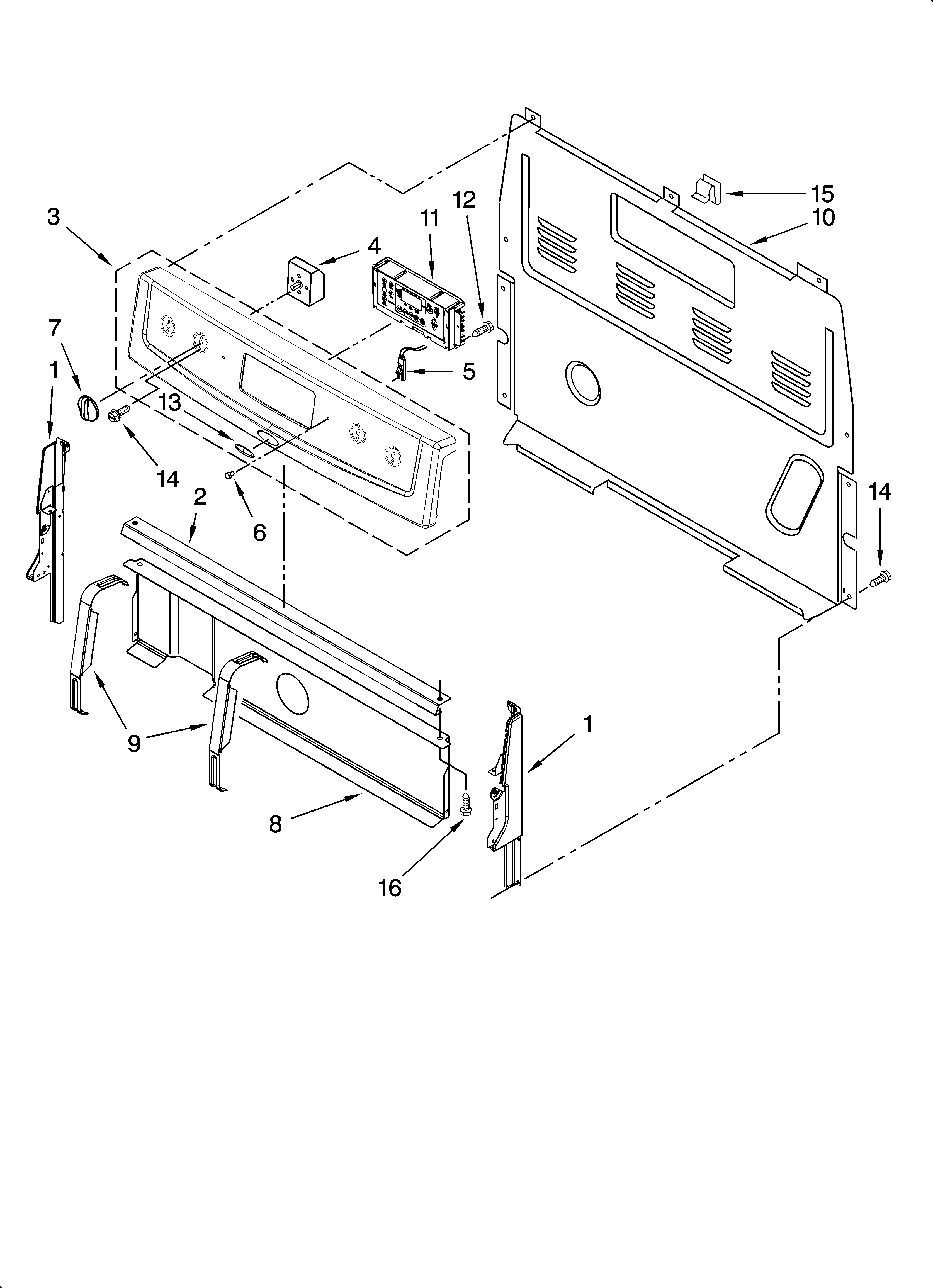 Whirlpool RF265LXTY1 control panel parts diagram
