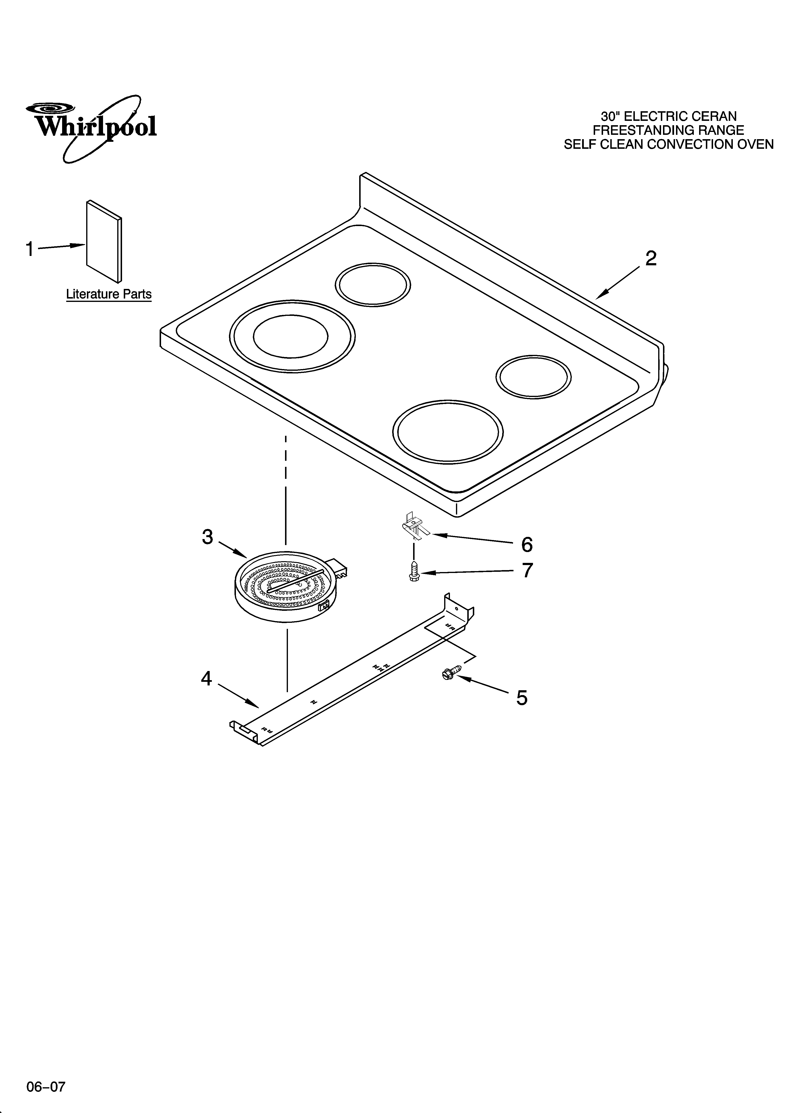 Whirlpool RF265LXTQ2 cooktop parts diagram