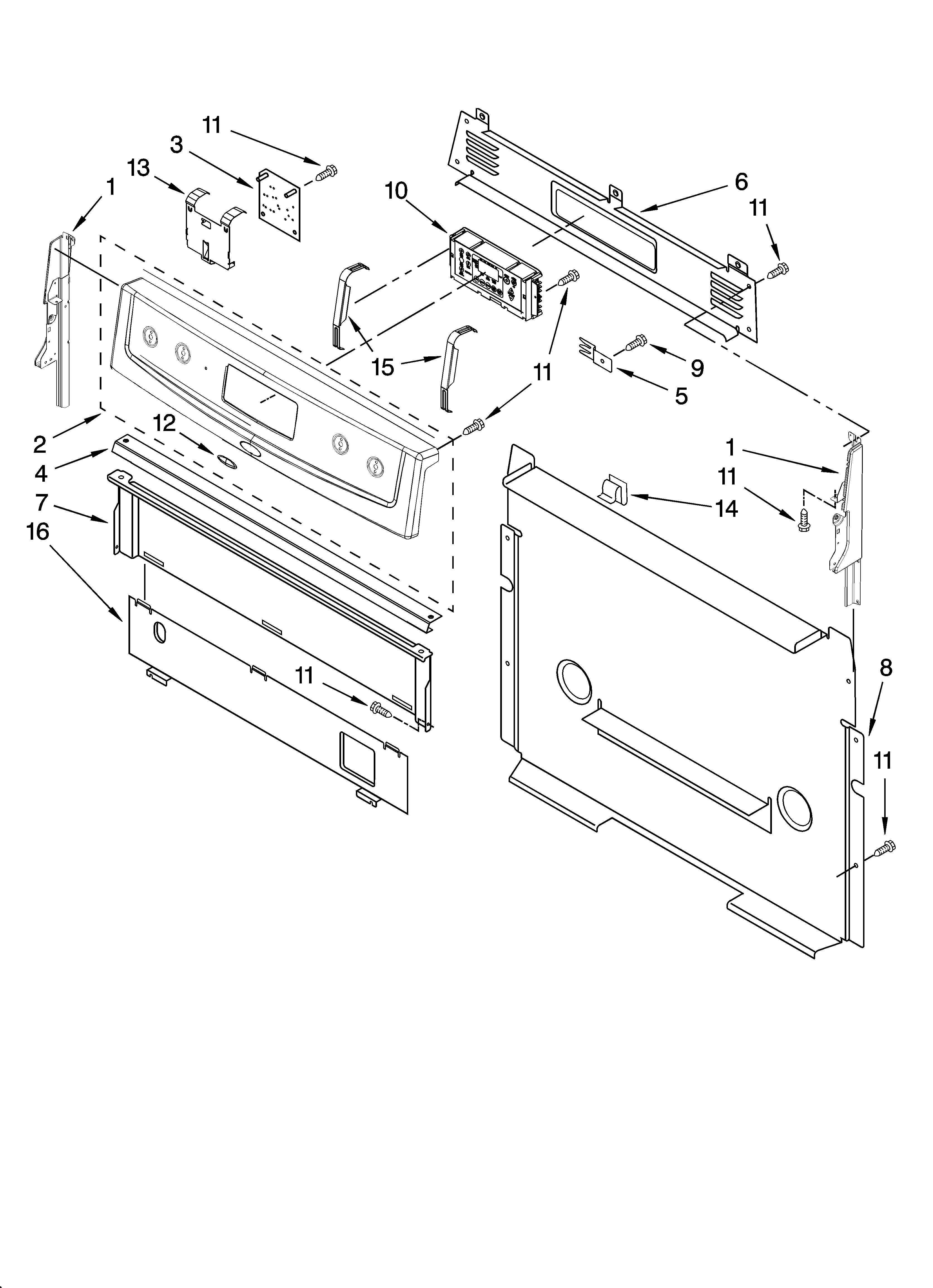 Whirlpool SF362LXTS1 control panel parts diagram