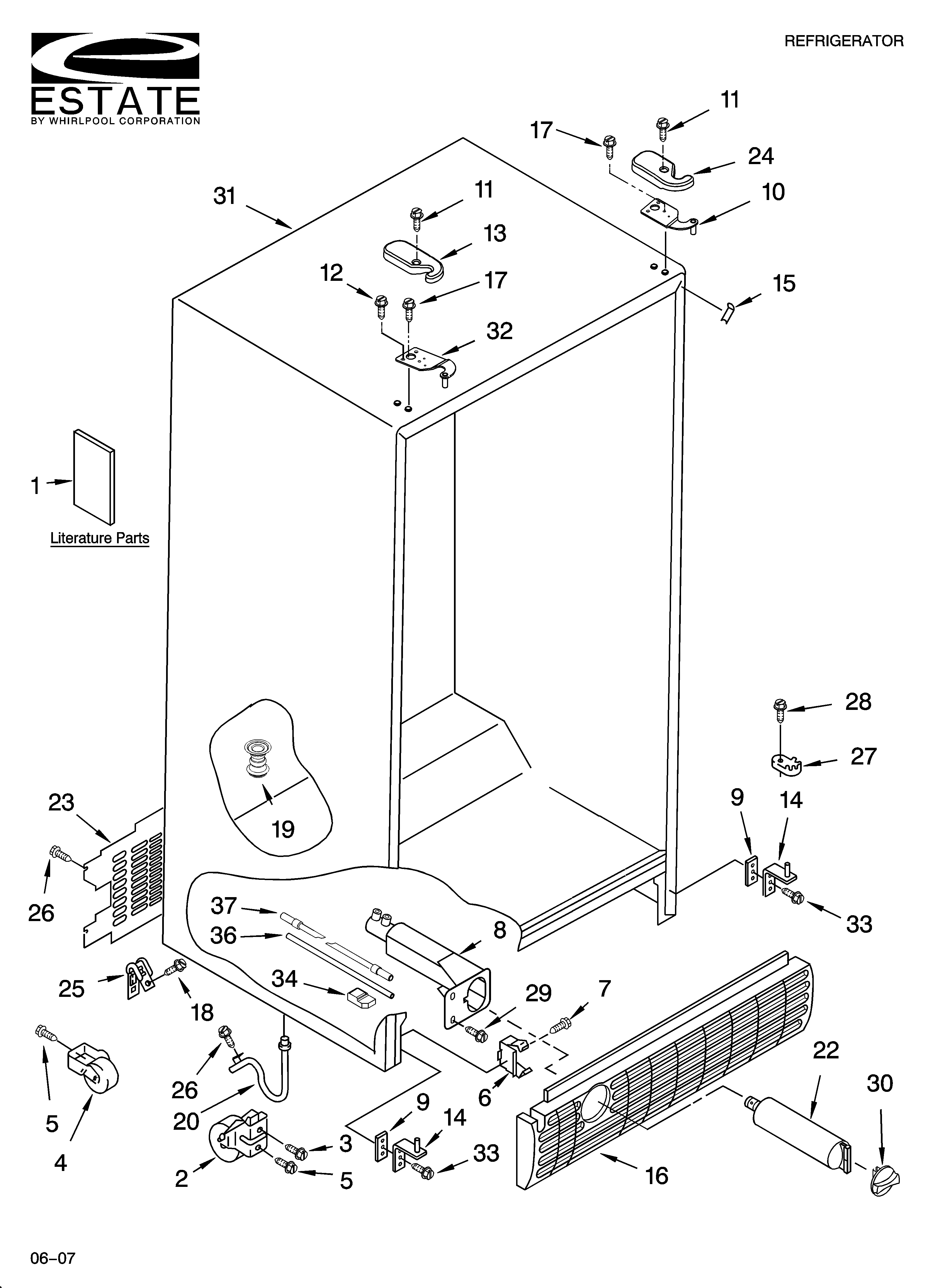 Estate TS22AFXKT08 cabinet parts diagram