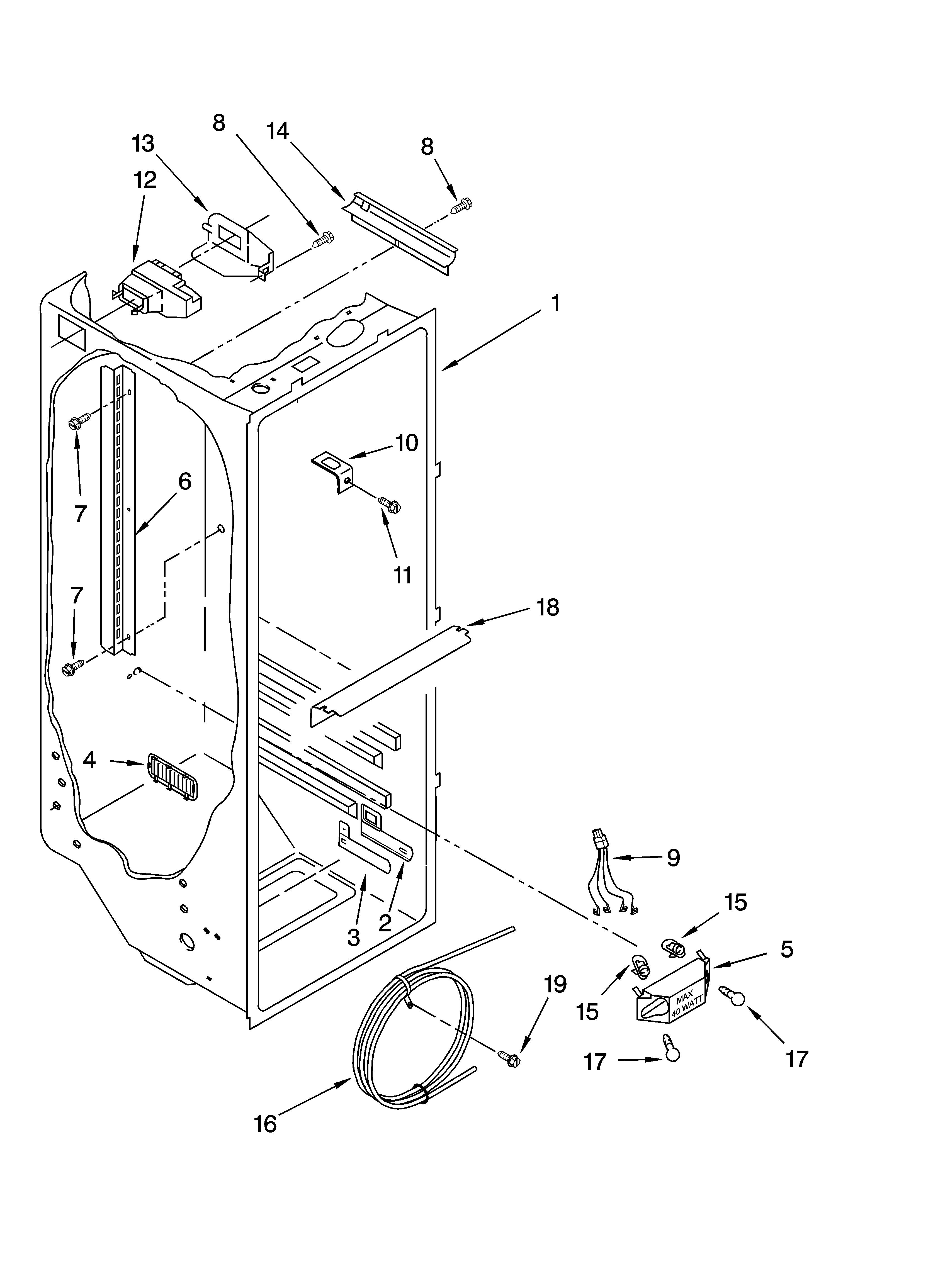 Estate TS22AFXKT08 refrigerator liner parts diagram
