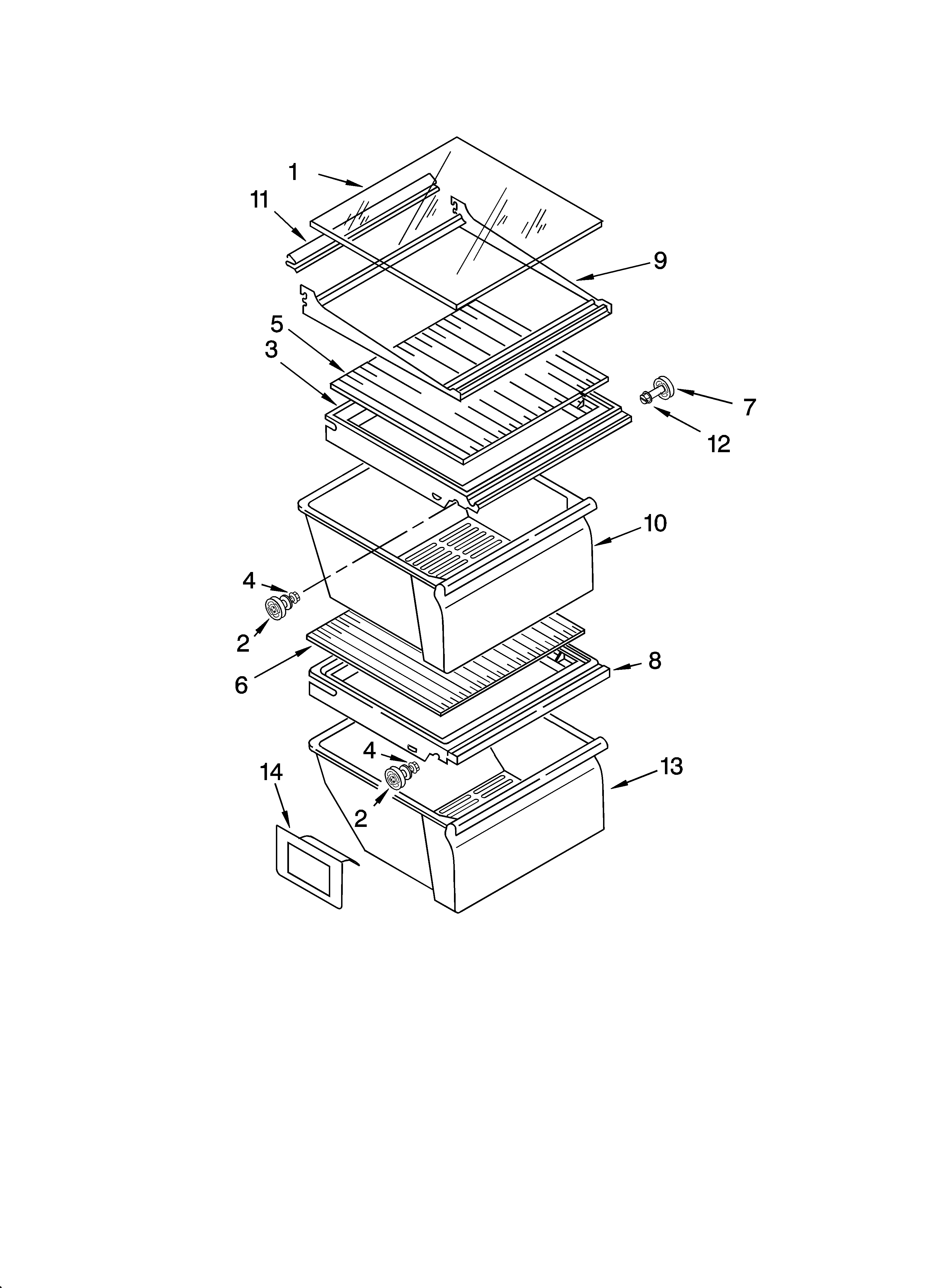 Estate TS22AFXKT08 refrigerator shelf parts diagram