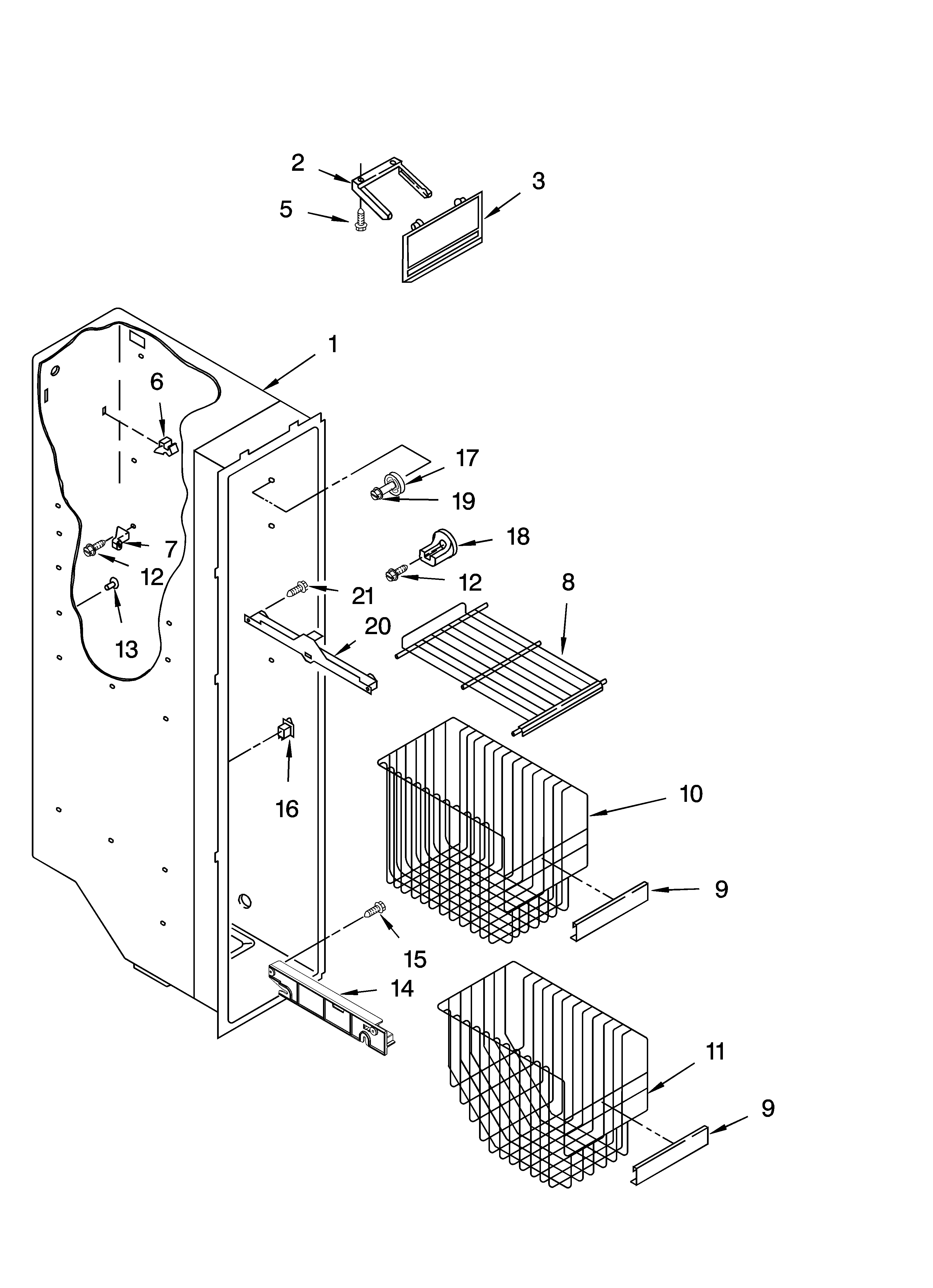 Estate TS22AFXKT08 freezer liner parts diagram