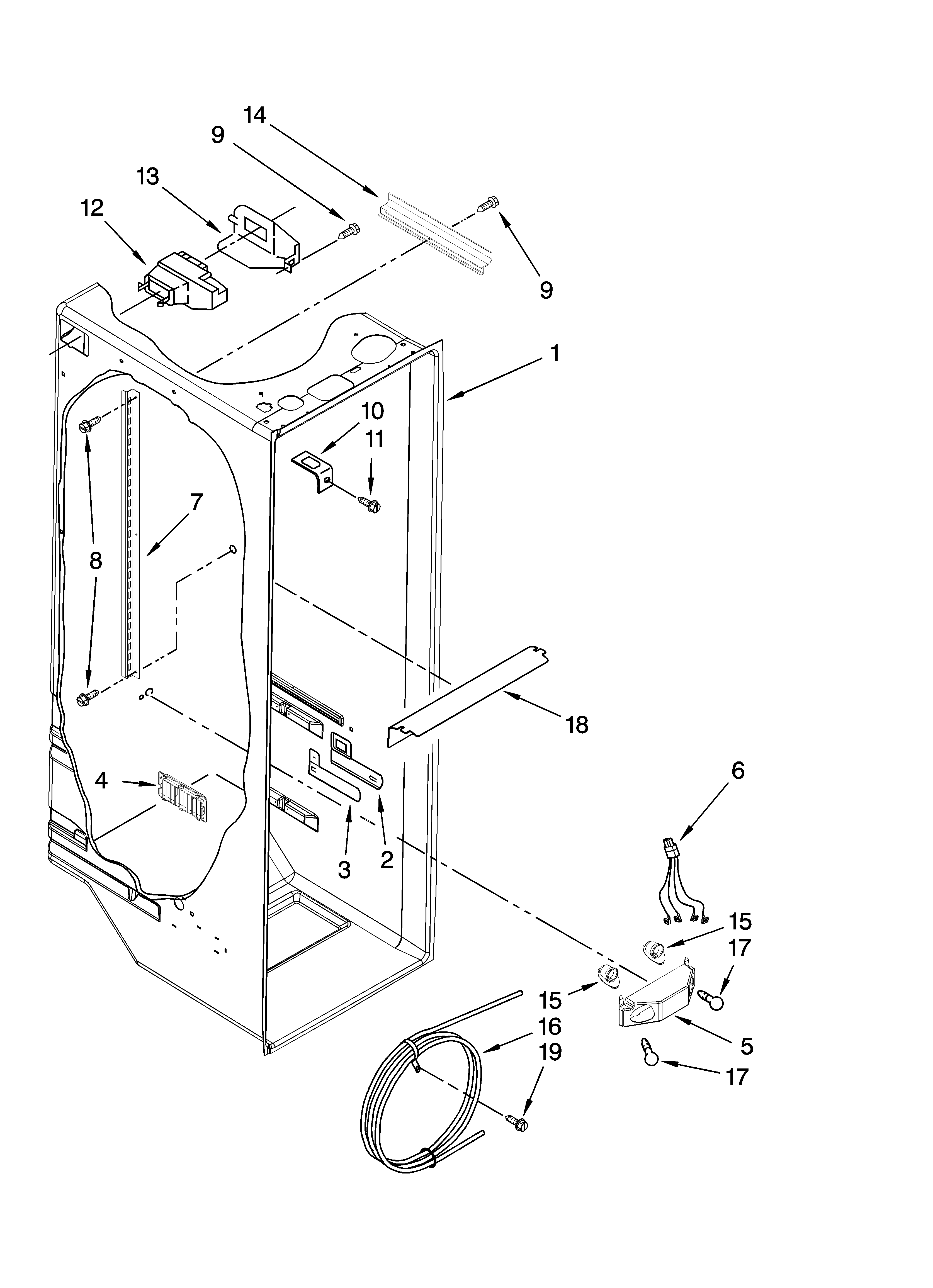 Whirlpool 7GS5FHAXTA01 refrigerator liner parts diagram