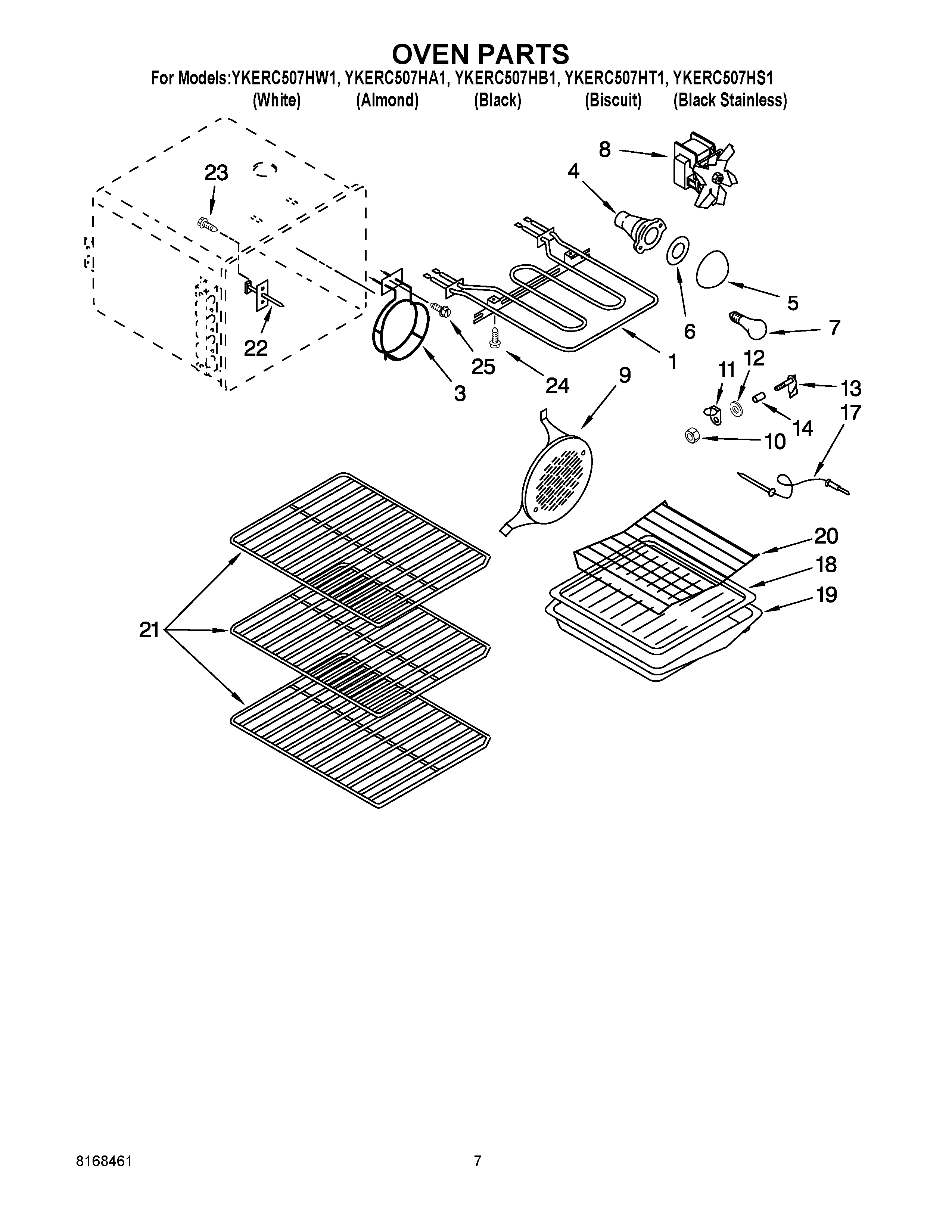 KitchenAid YKERC507HW1 oven parts diagram