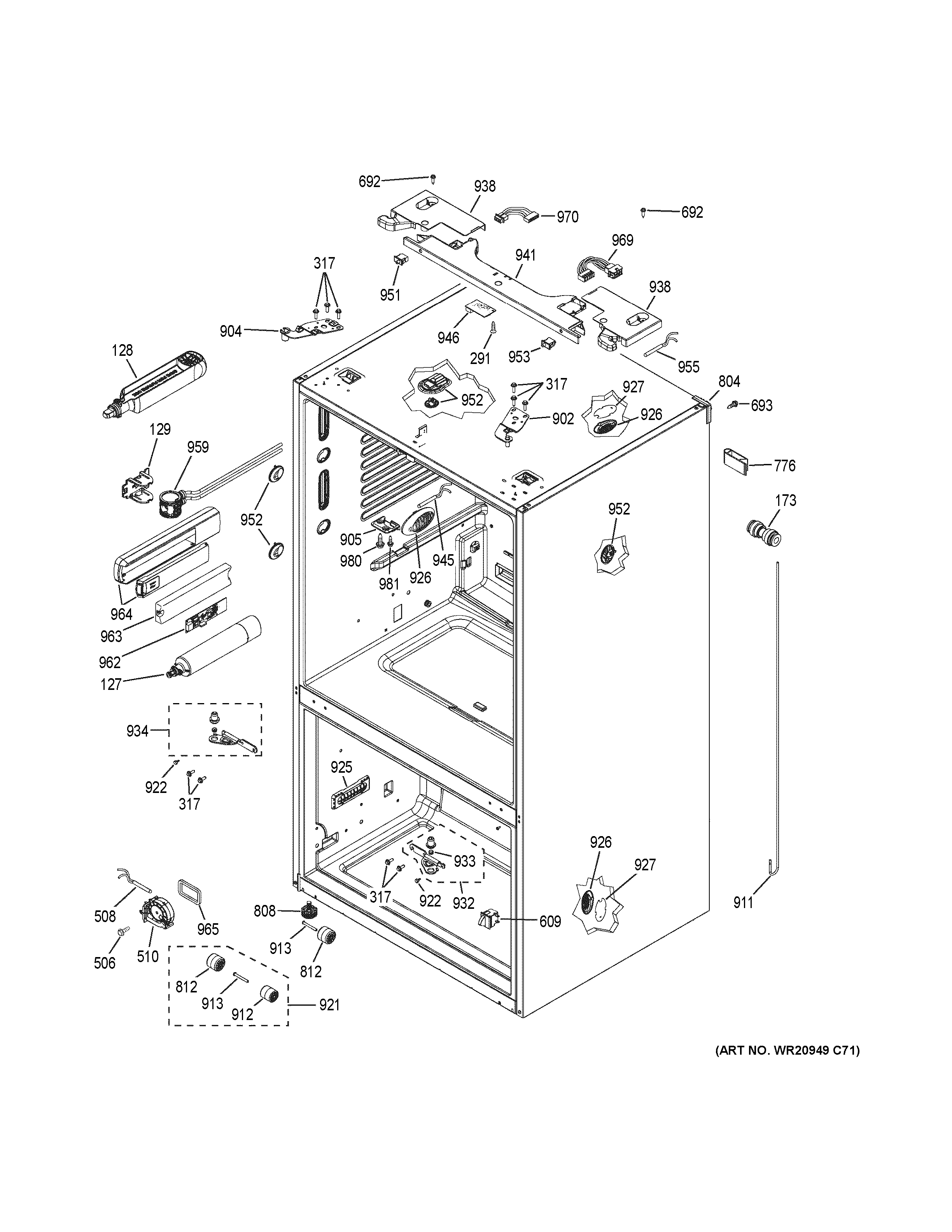 GE GFE28GELEDS case parts diagram
