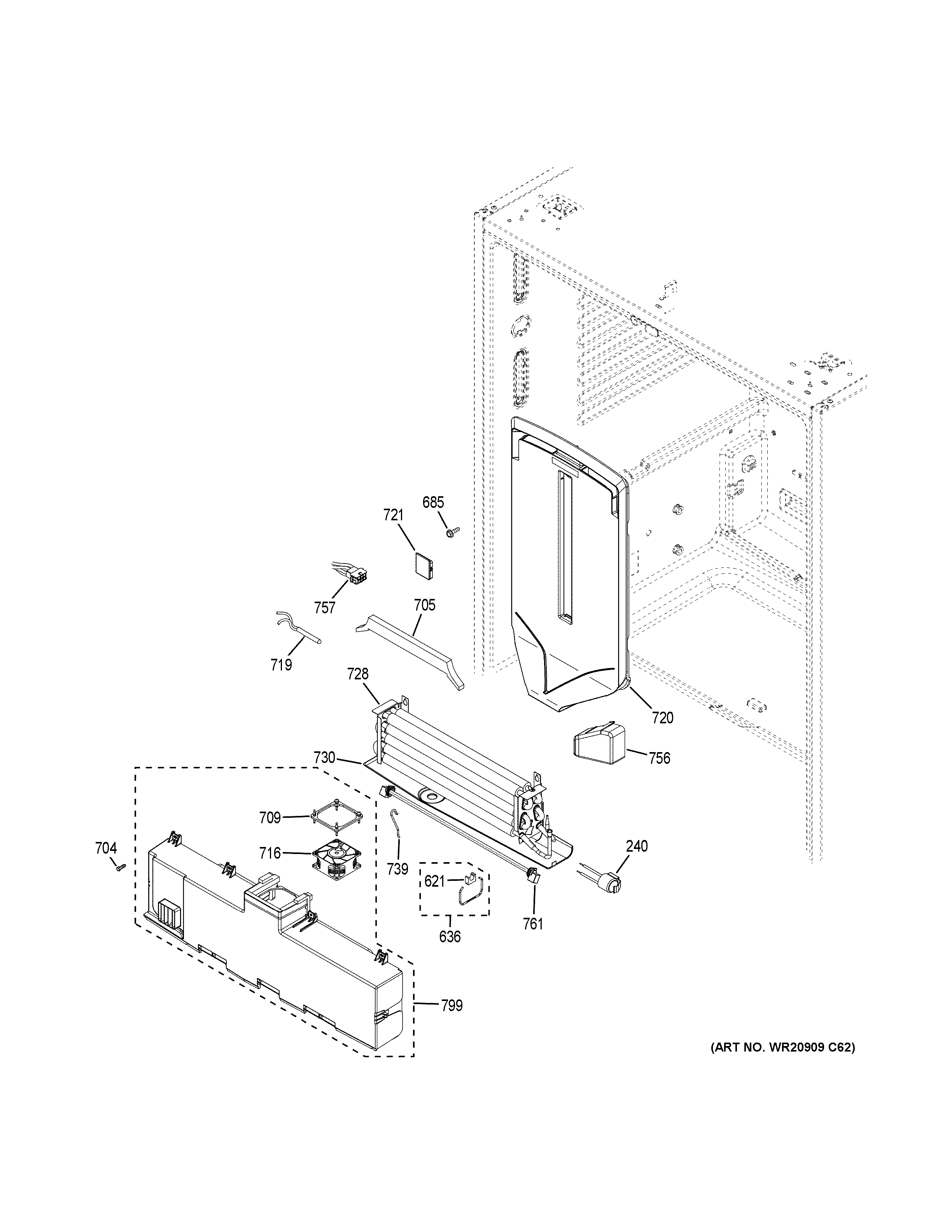 GE GFE28GGKIWW fresh food section diagram