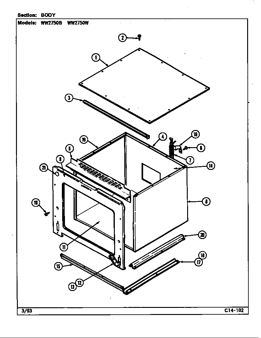 Jenn-Air WW2750B body diagram
