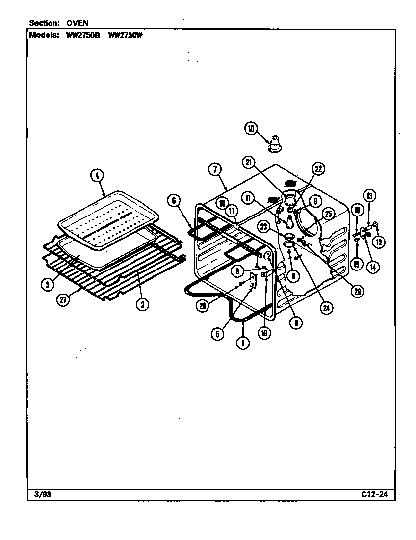 Jenn-Air WW2750B oven diagram