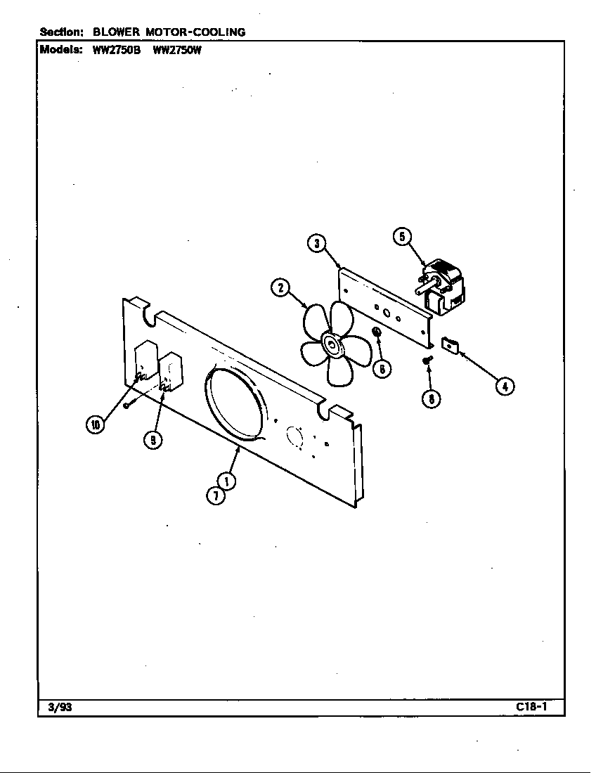 Jenn-Air WW2750B blower motor (cooling) diagram