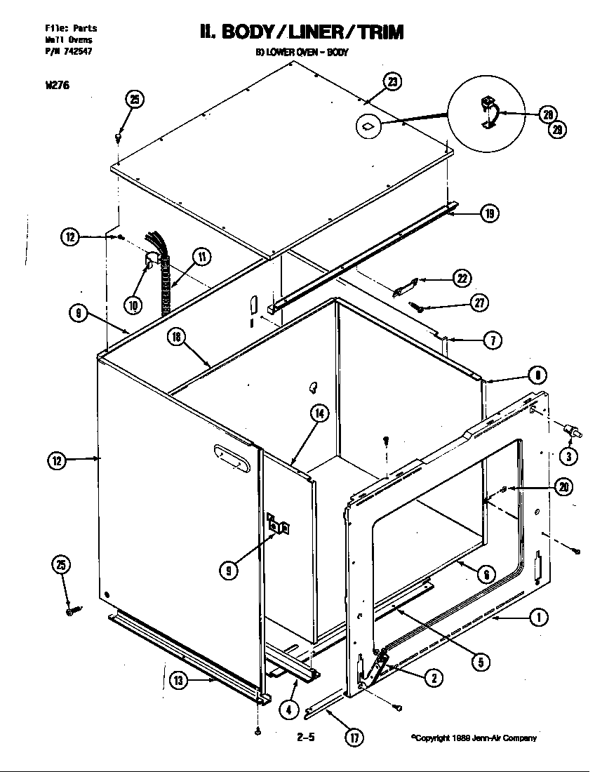 Jenn-Air W276 body (lower w276) (w276w) diagram