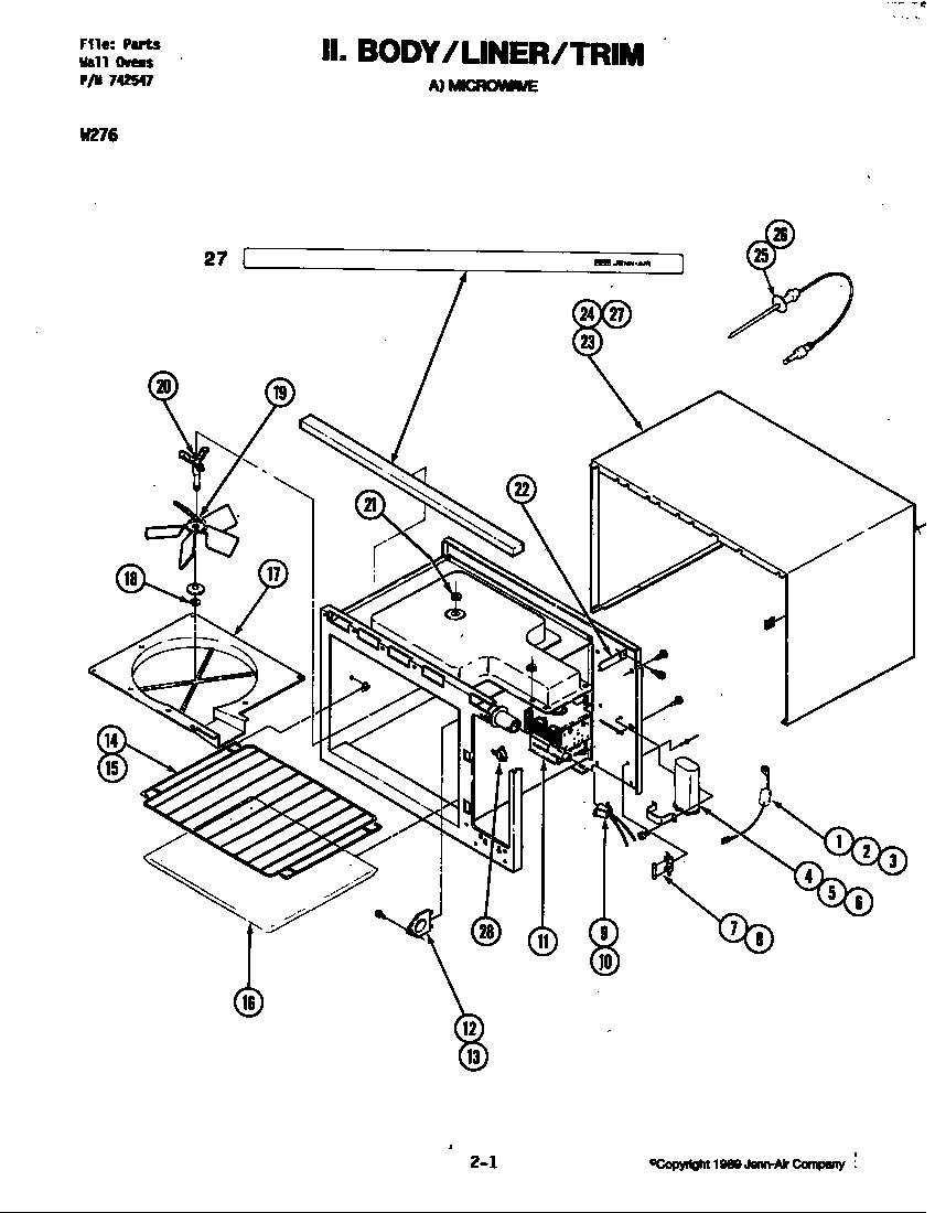 Jenn-Air W276 oven (upper) (w276) diagram