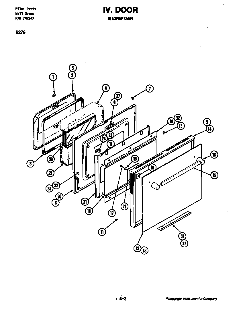 Jenn-Air W276 door (lower) (w276) diagram