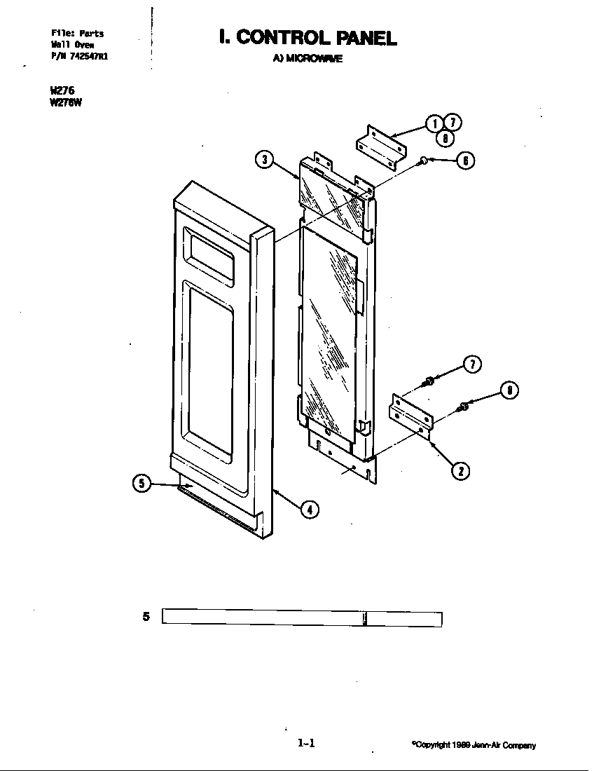 Jenn-Air W276 control panel (upper w276w) (w276w) diagram