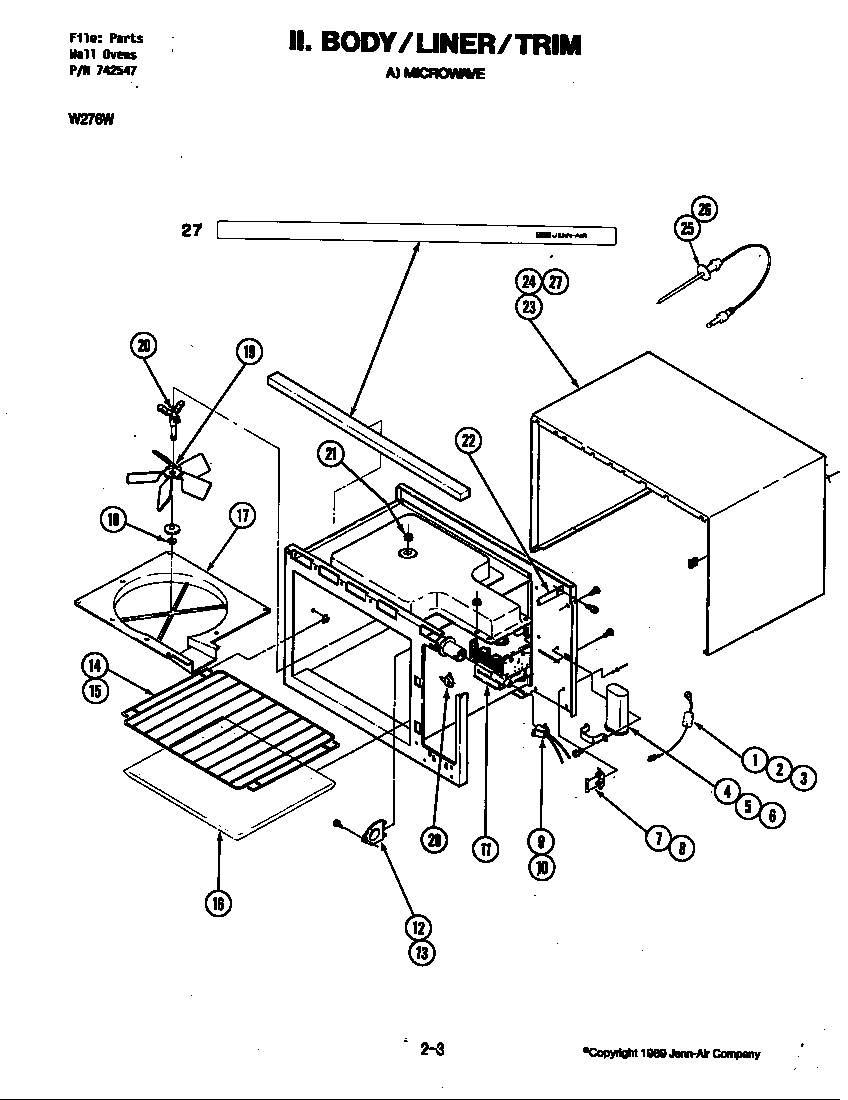 Jenn-Air W276 oven (upper w276w) (w276w) diagram