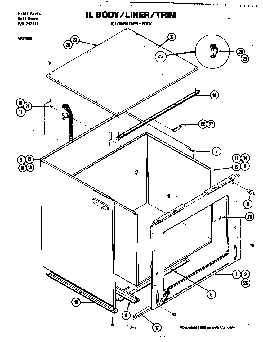 Jenn-Air W276 body (lower w276w) (w276) diagram