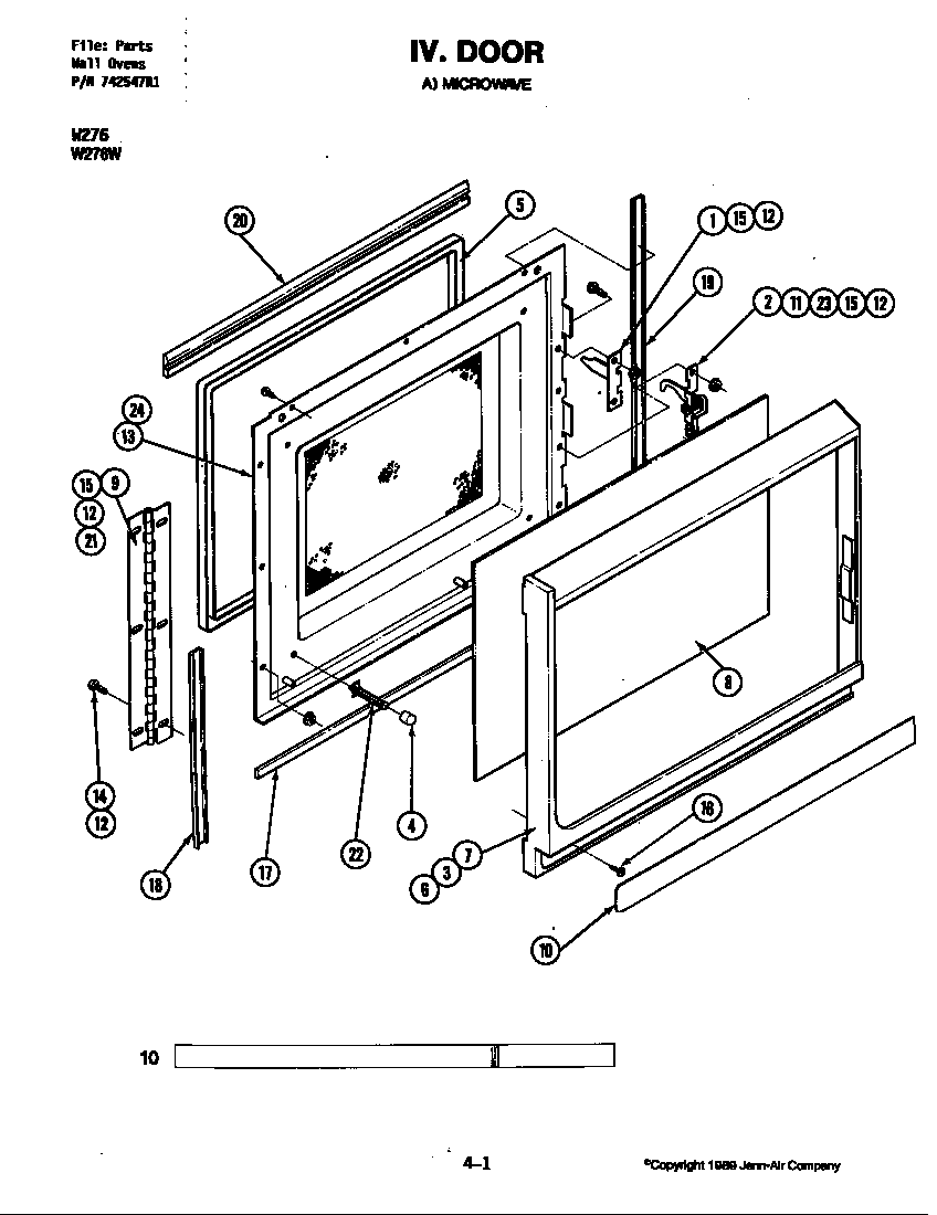 Jenn-Air W276 door (upper w276w) (w276w) diagram