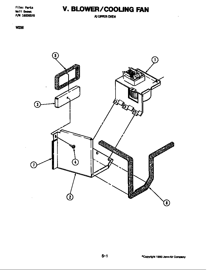 Jenn-Air W236 blower motor (cooling fan upper) (w236) diagram