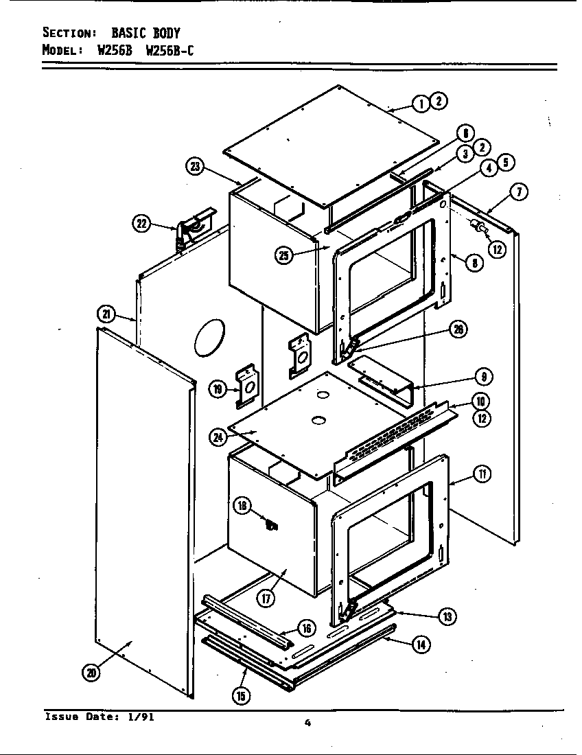 Jenn-Air W256 body (w256b&bc) (w256b) (w256b-c) diagram