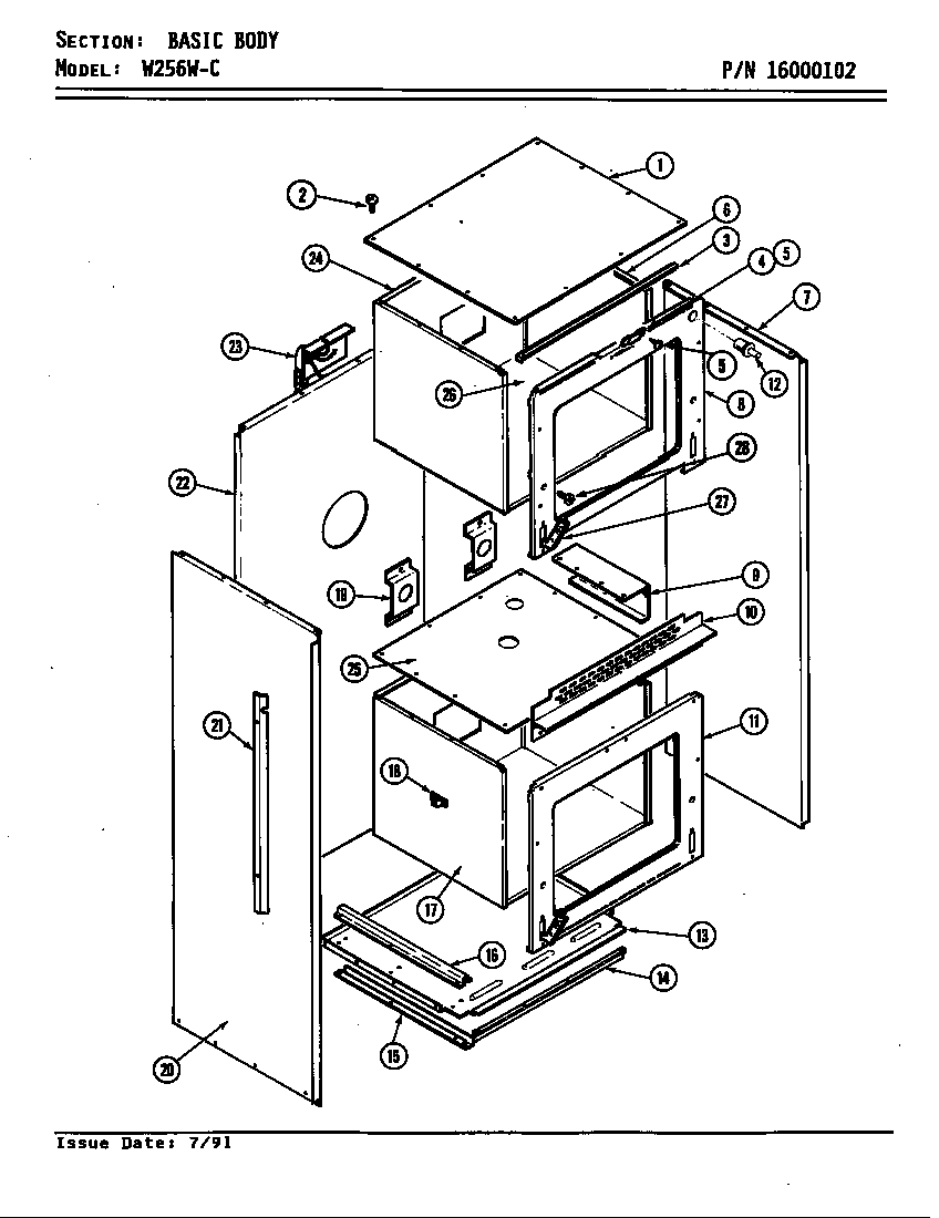 Jenn-Air W256 basic body (w256w-c) (w256w-c) diagram