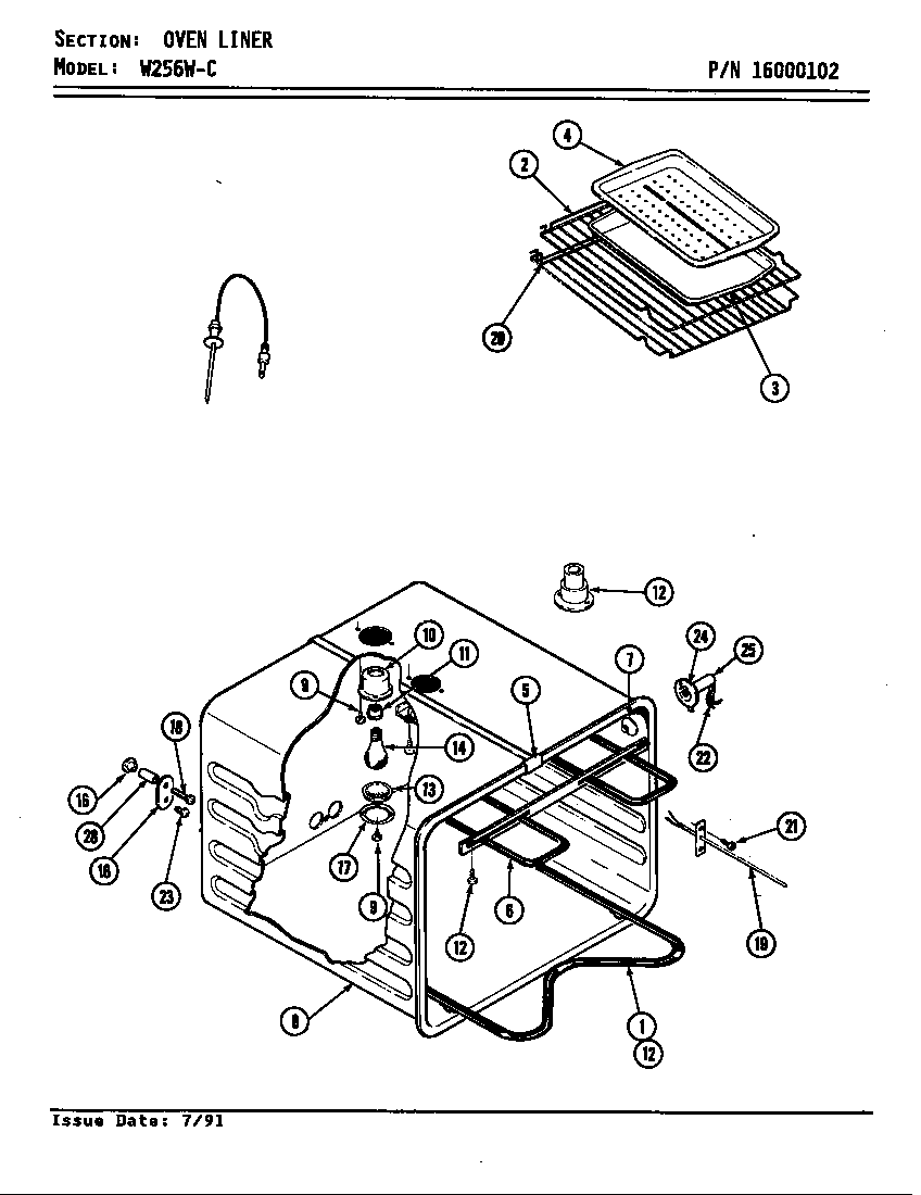 Jenn-Air W256 oven (w256w-c) (w256w-c) diagram