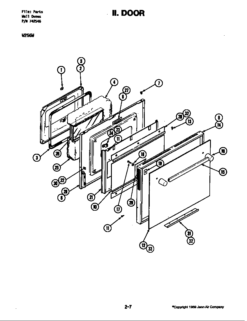 Jenn-Air W256 door (w256w) (w256w) diagram