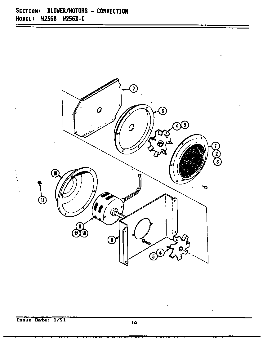 Jenn-Air W256 blower motor/convection (w256b&bc) (w256b) (w256b-c) diagram
