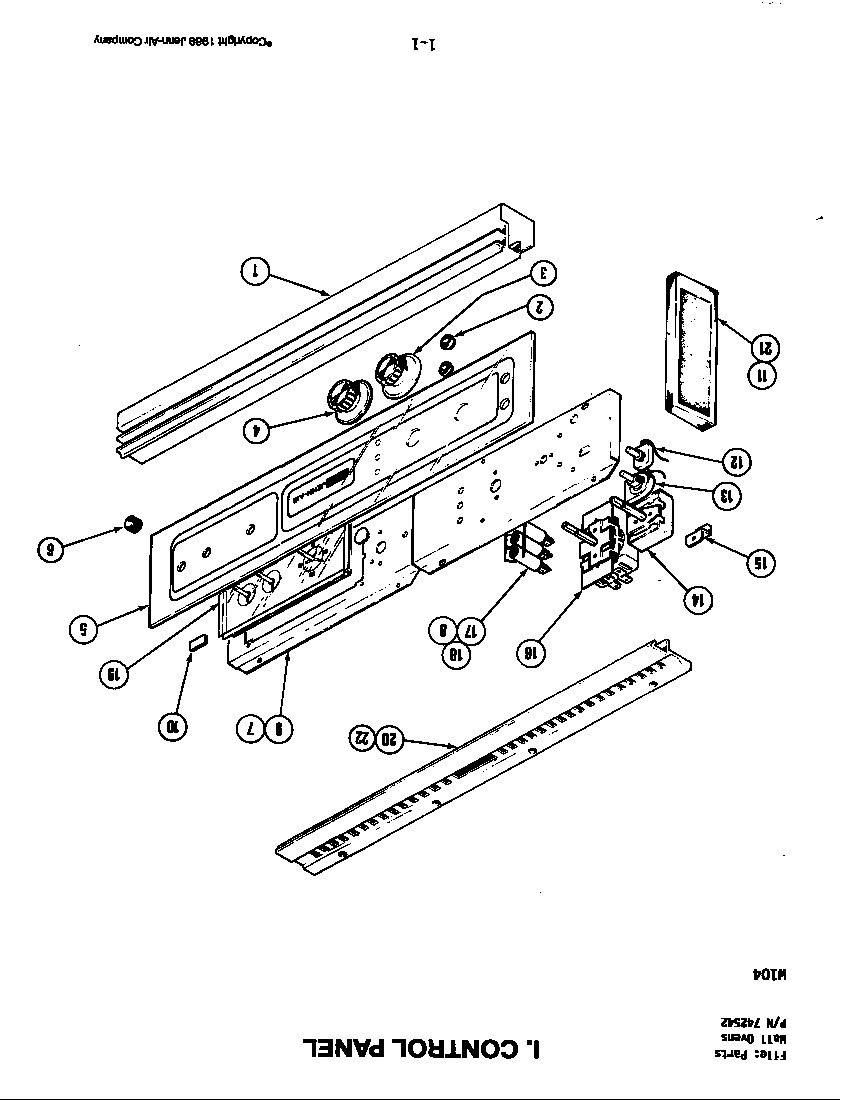 Jenn-Air W104 control panel diagram