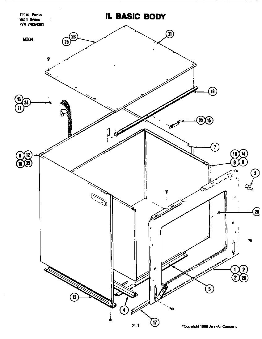 Jenn-Air W104 body diagram