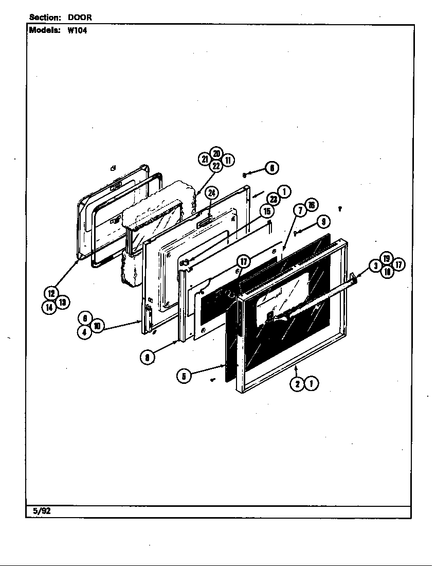 Jenn-Air W104 door diagram