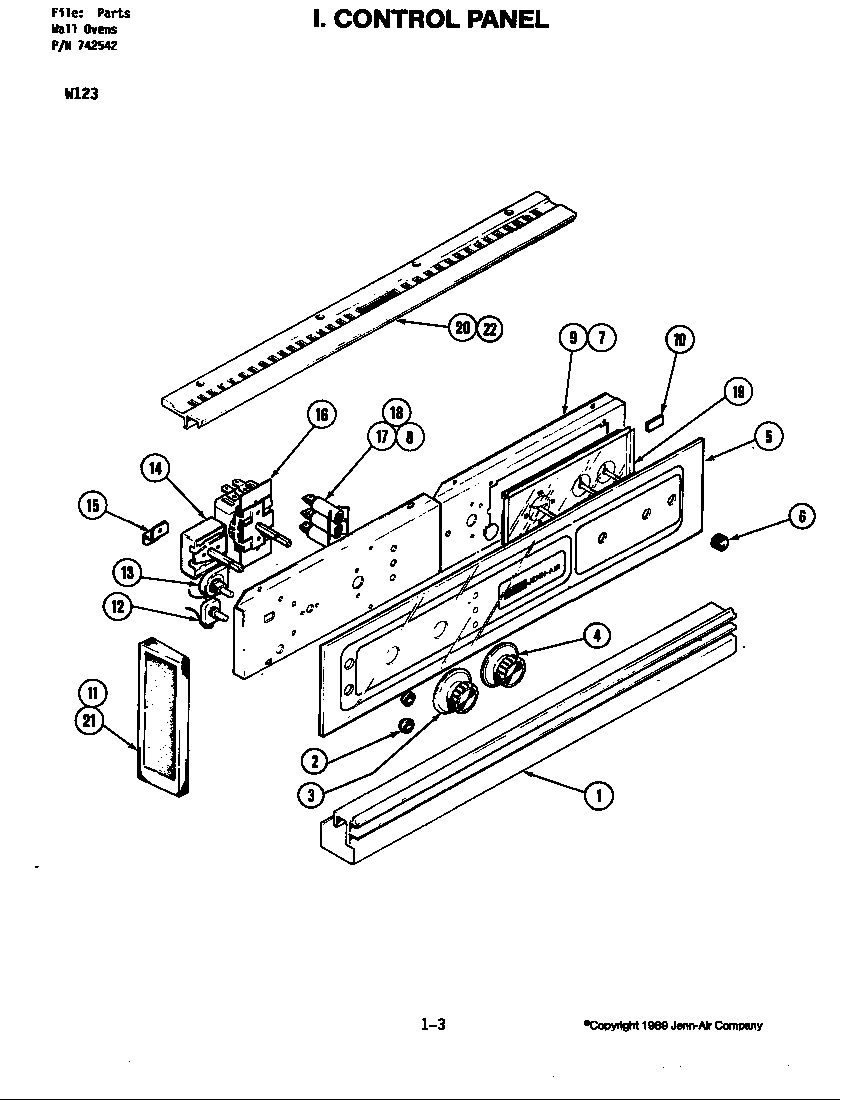 Jenn-Air W123 control panel diagram