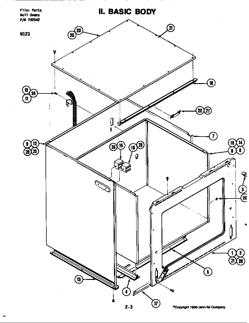 Jenn-Air W123 body diagram