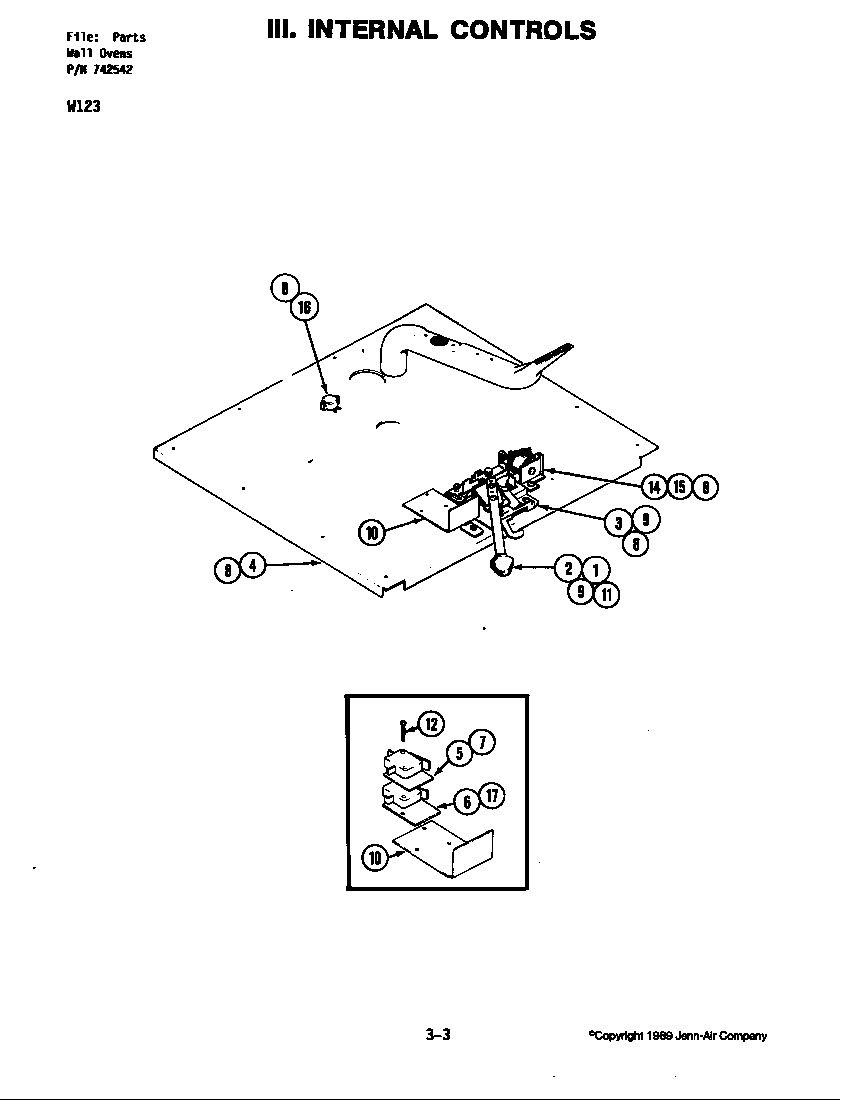 Jenn-Air W123 internal controls diagram