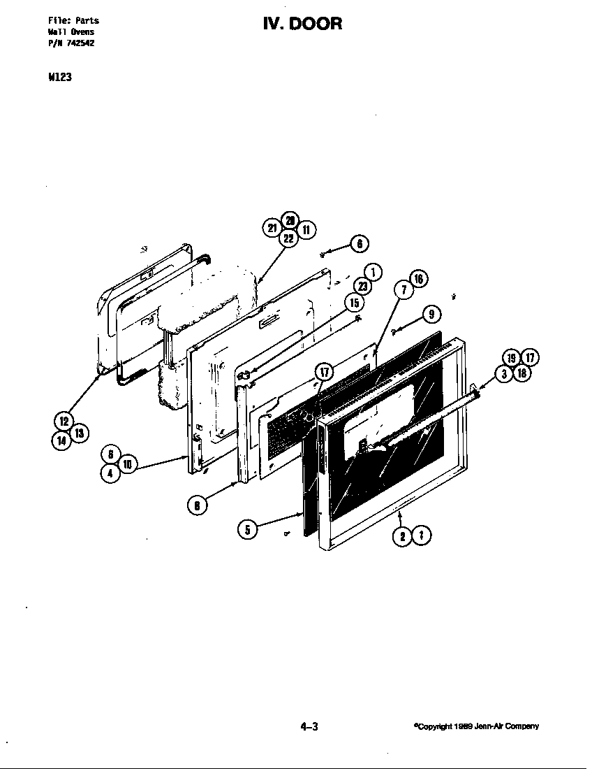 Jenn-Air W123 door diagram