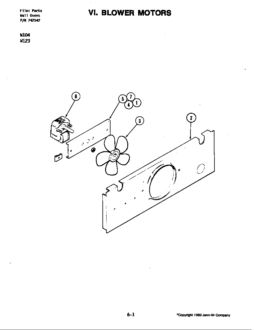 Jenn-Air W123 blower motor diagram