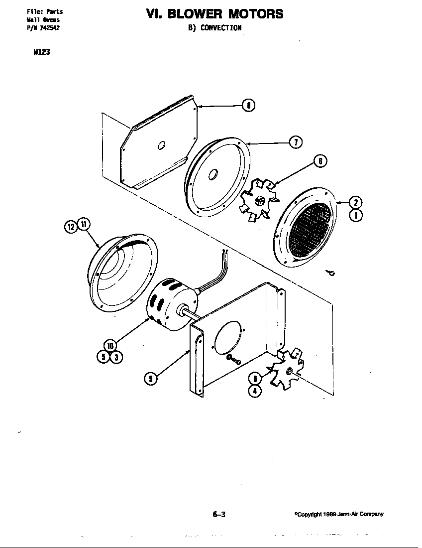 Jenn-Air W123 blower motor (convection) diagram