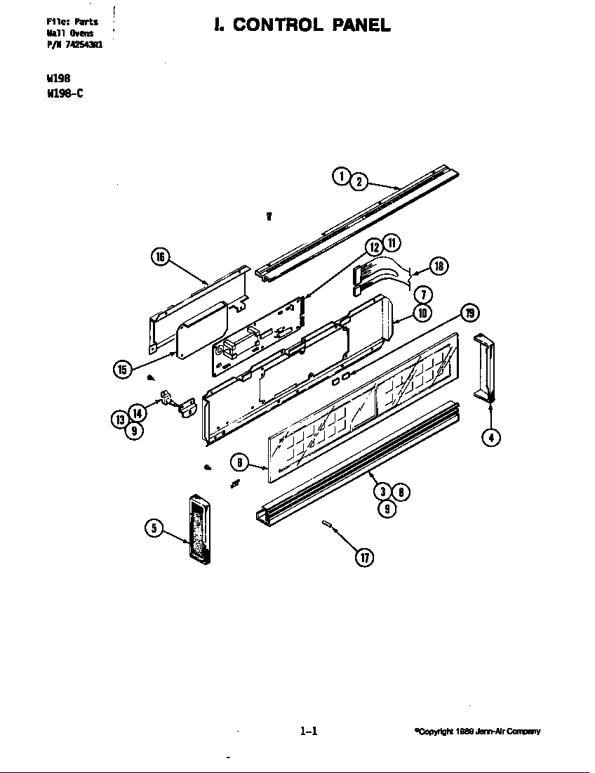 Jenn-Air W198-C control panel (w198) (w198-c) diagram