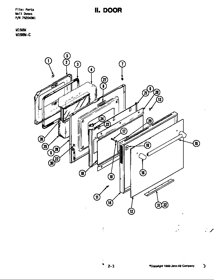 Jenn-Air W198-C door (w198w-c) (w198w-c) diagram