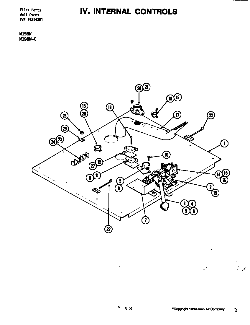Jenn-Air W198-C internal controls (w198w-c) (w198w-c) diagram