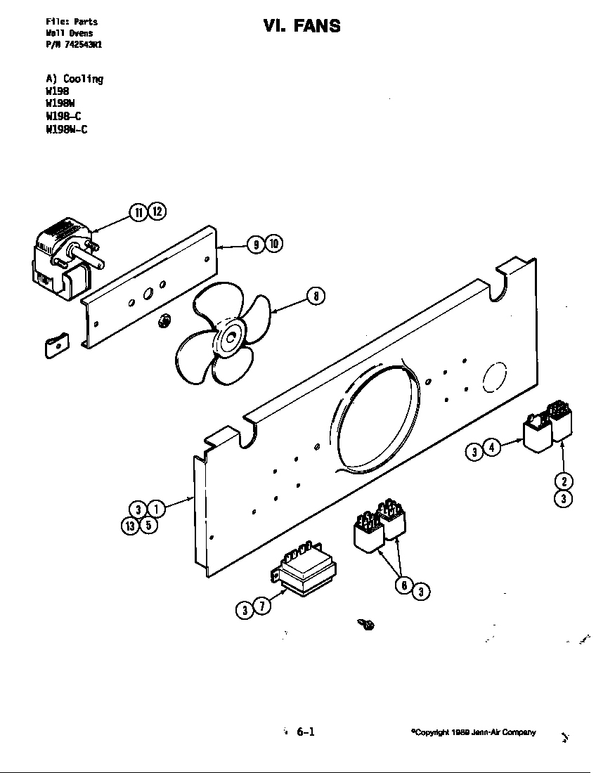 Jenn-Air W198-C fans-cooling (w198w-c) (w198w-c) diagram