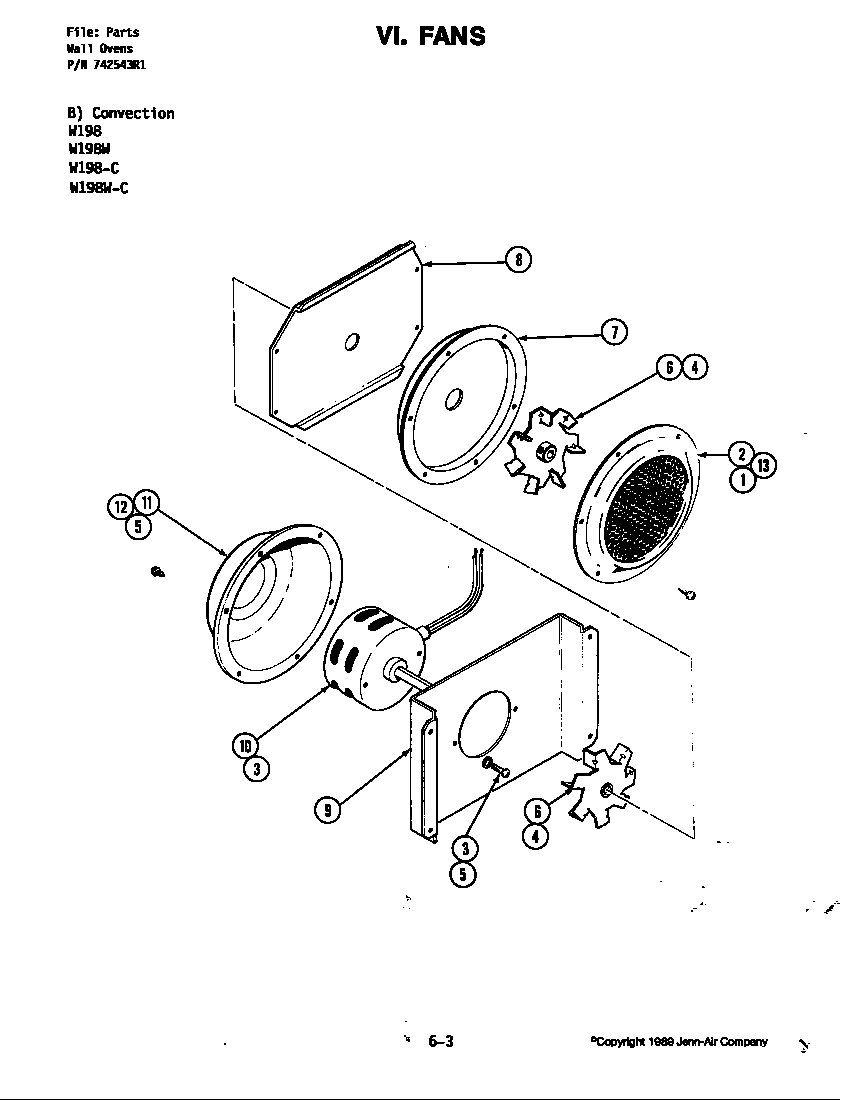 Jenn-Air W198-C fans-convection (w198w-c) (w198w-c) diagram
