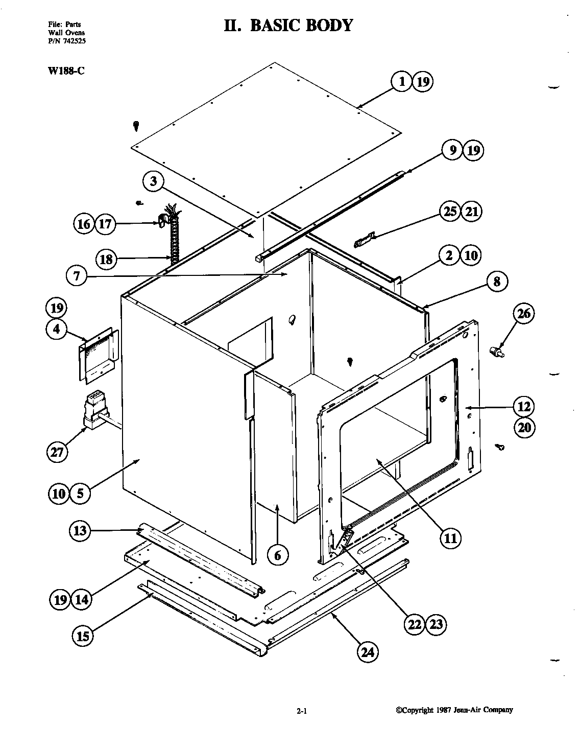Jenn-Air W188W-C body diagram