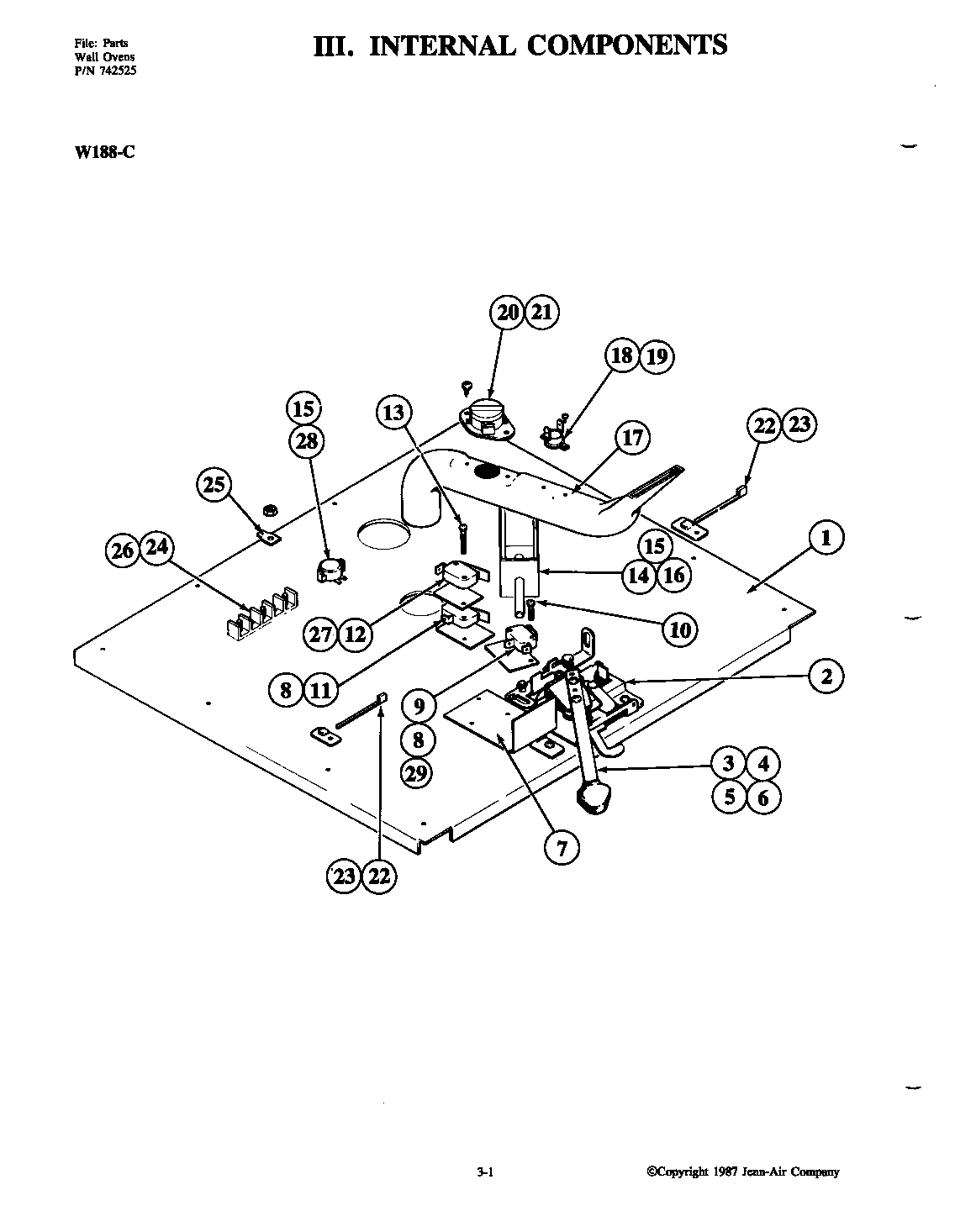Jenn-Air W188W-C internal controls diagram