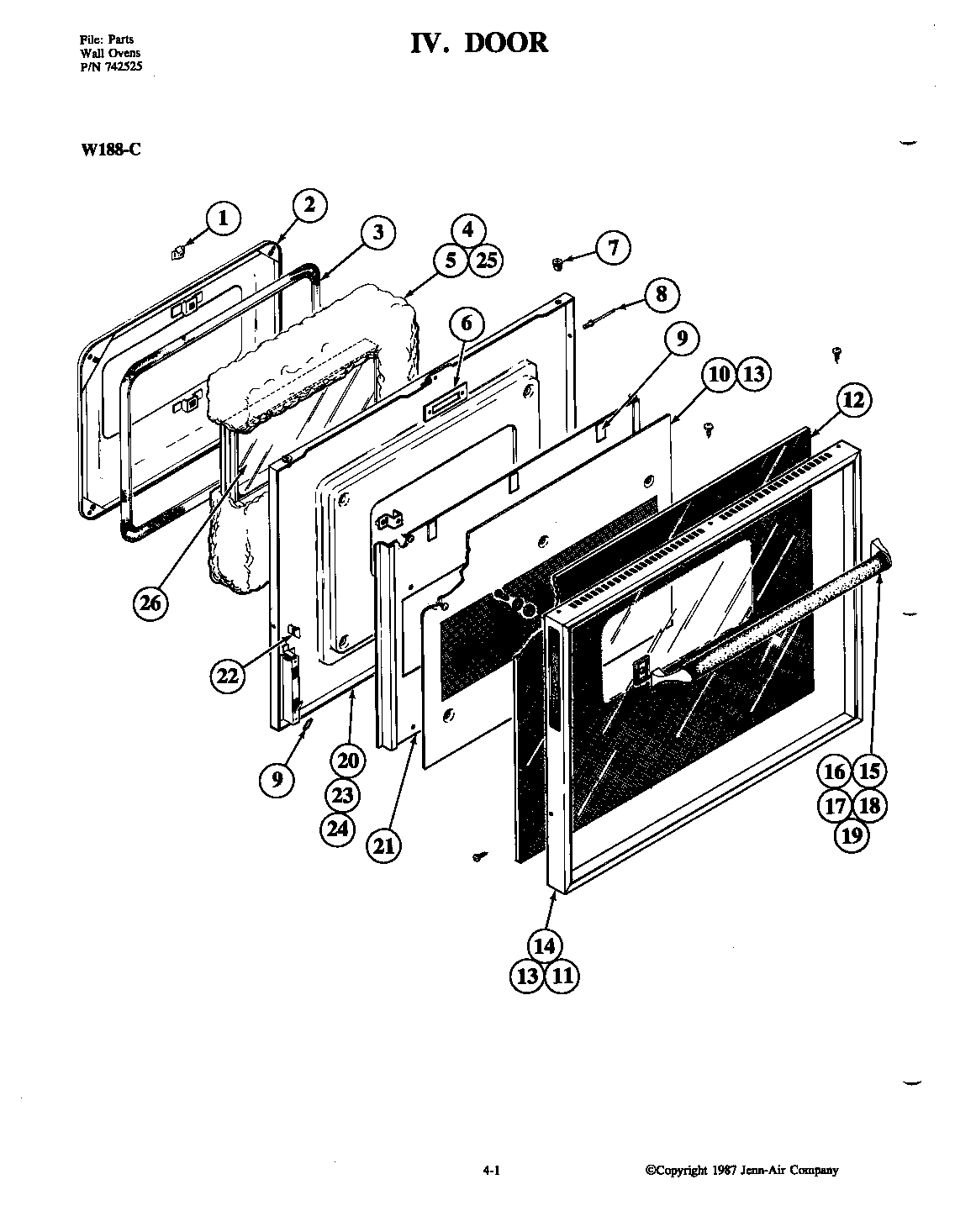 Jenn-Air W188W-C door diagram