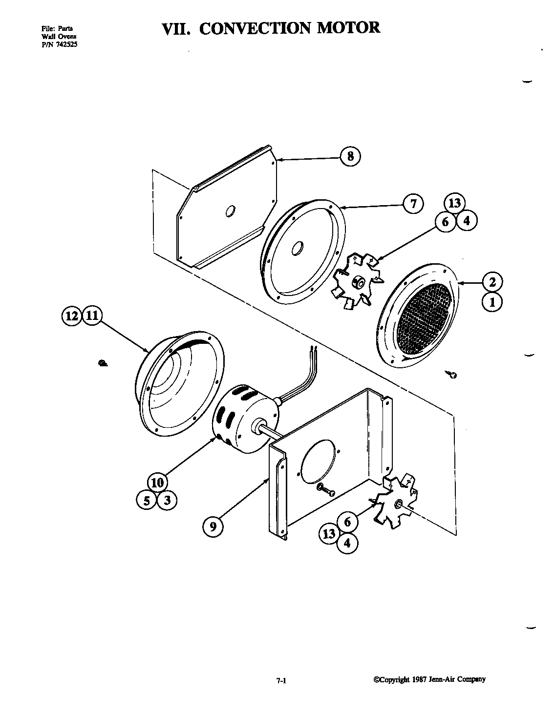 Jenn-Air W188W-C convection motor diagram