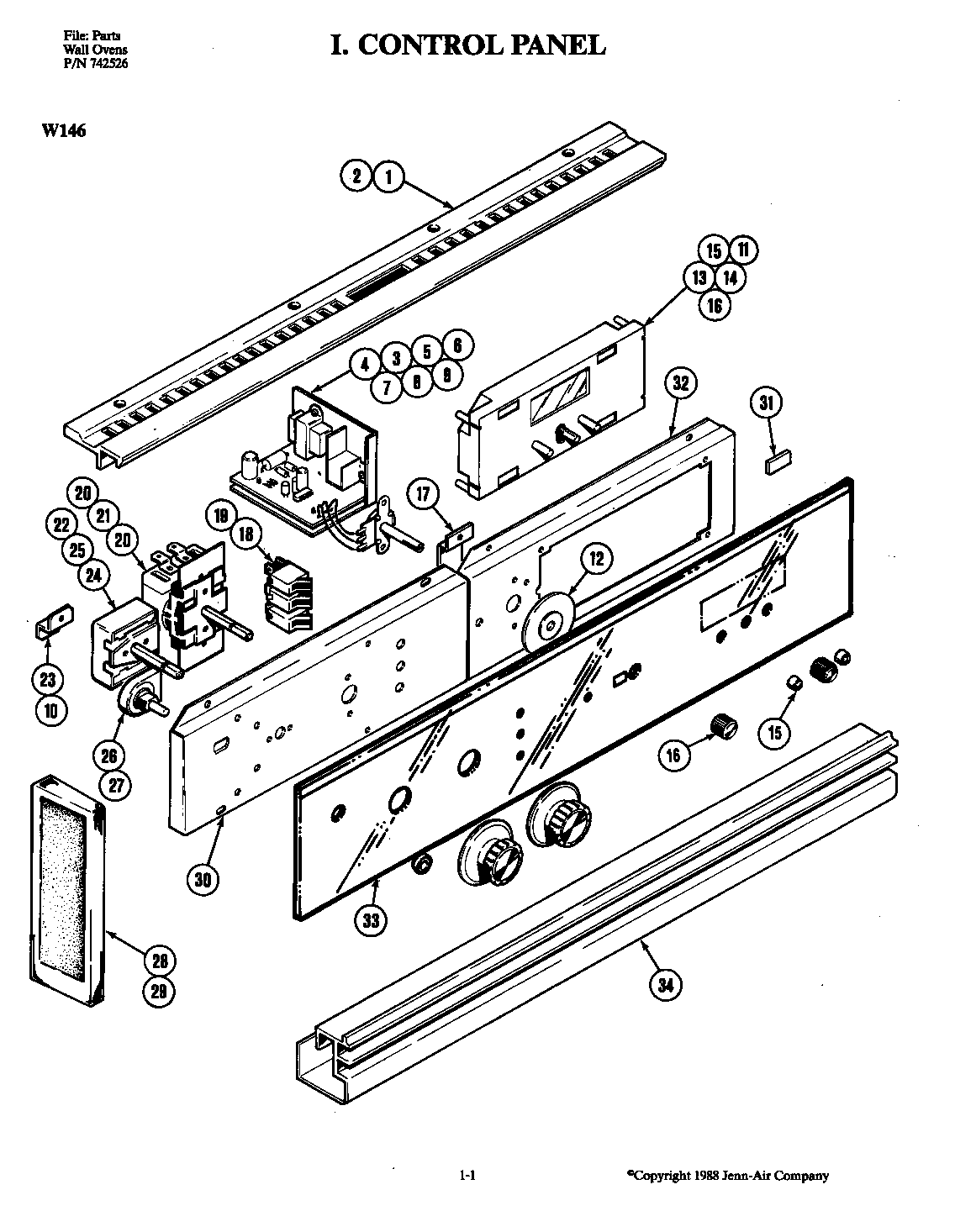Jenn-Air W146 control panel diagram