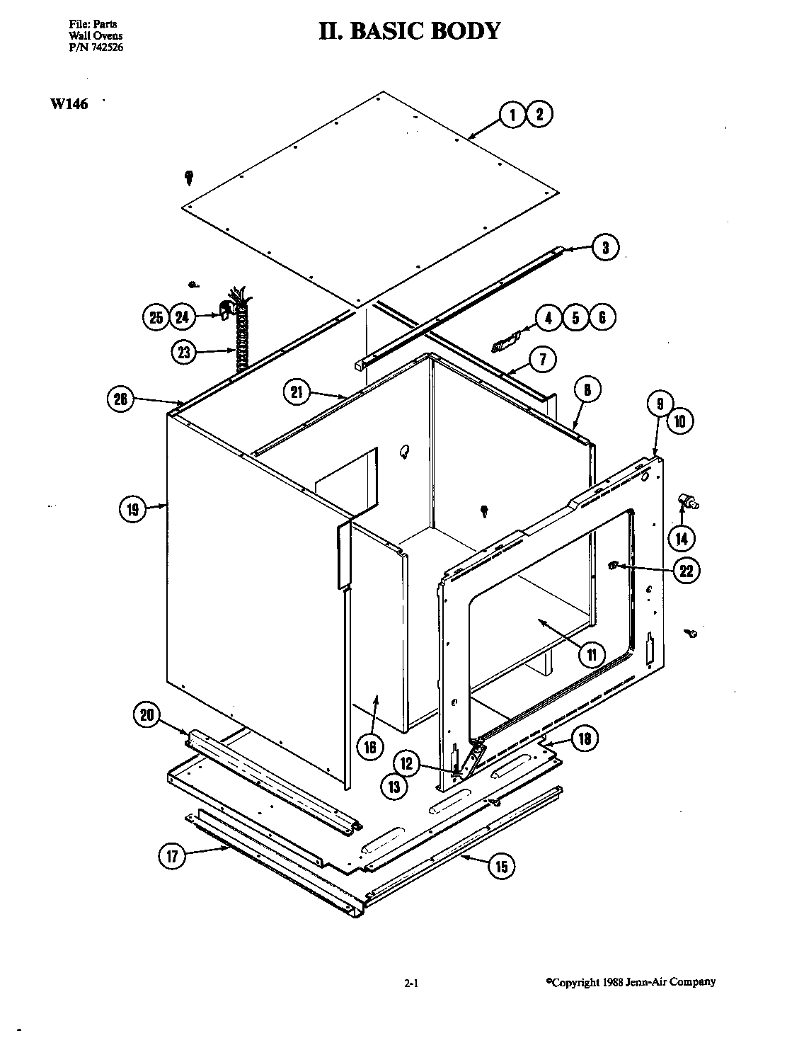 Jenn-Air W146 body diagram